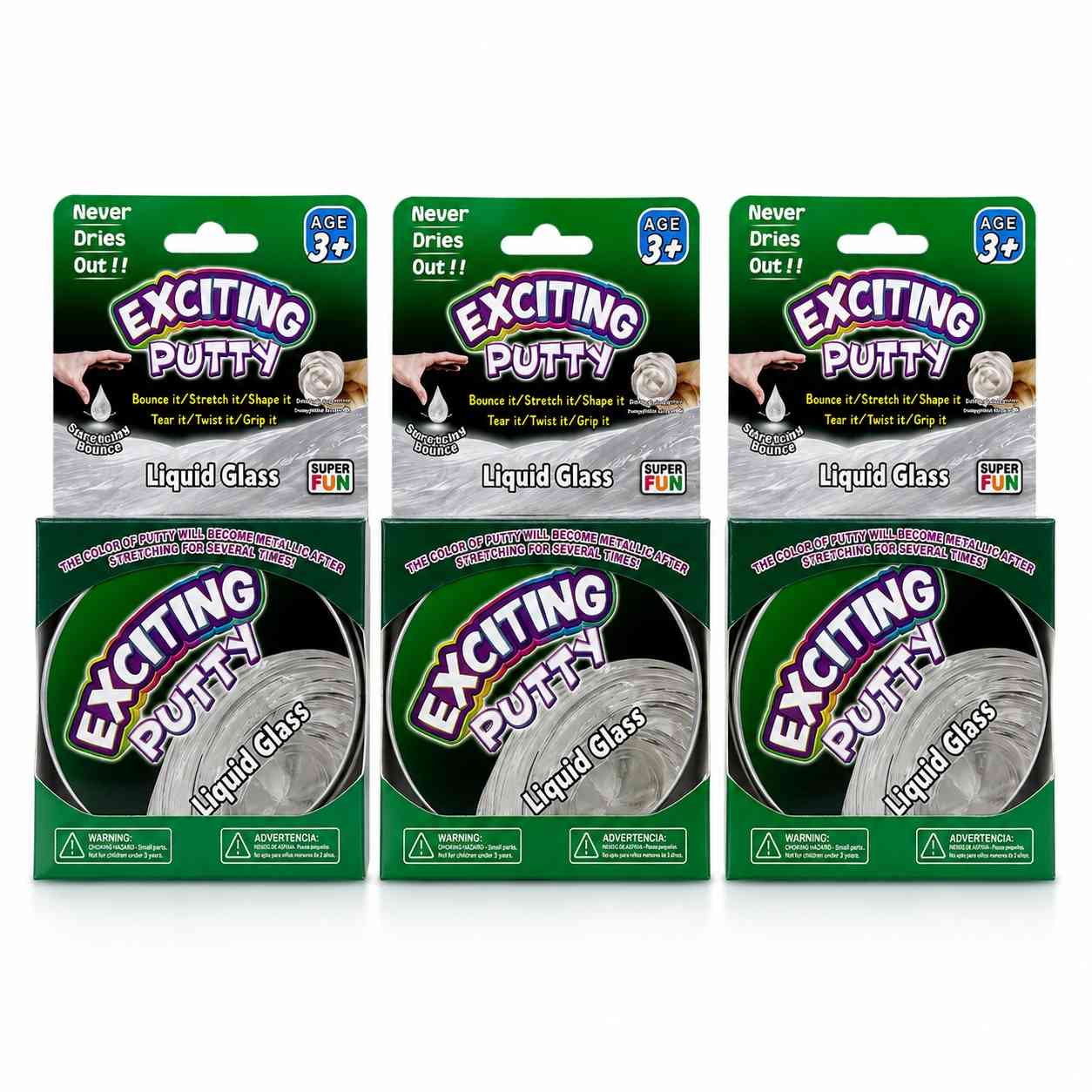 Exciting Putty Liquid Glass – Stretchy Sensory Putty - 3 PCS