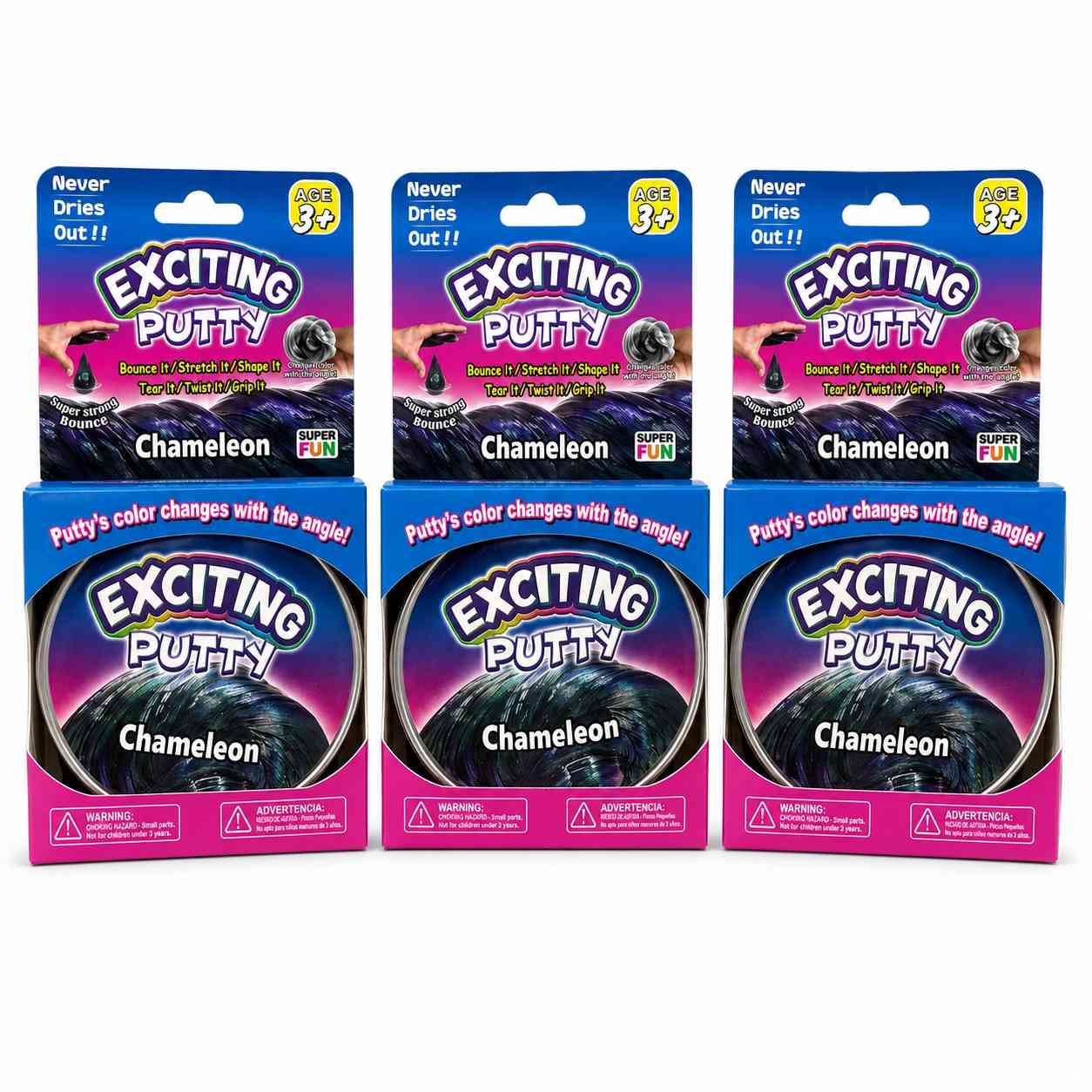 Exciting Putty Chameleon Color-Changing Slime - 3 PCs