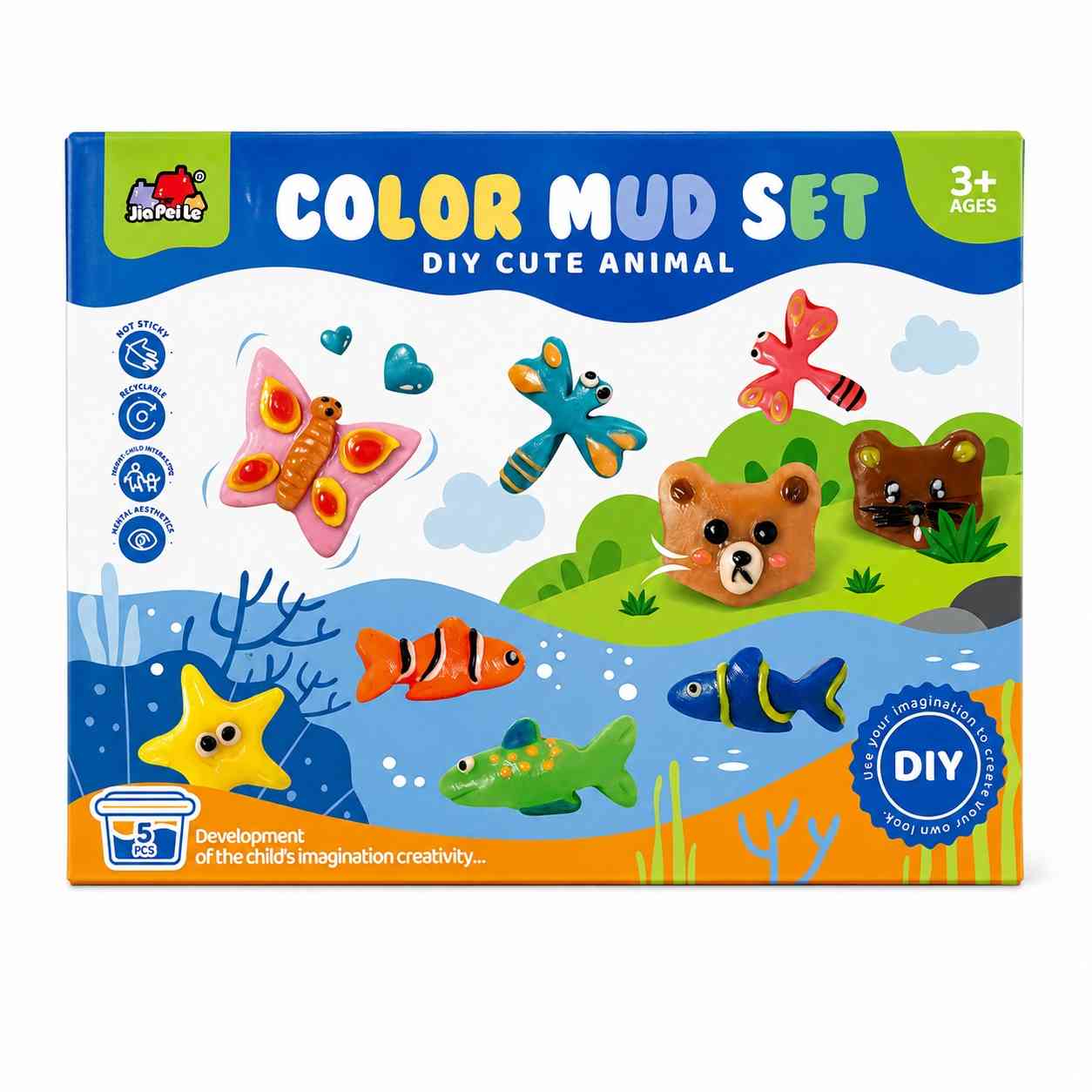 DIY Color Mud Animal Modeling Set