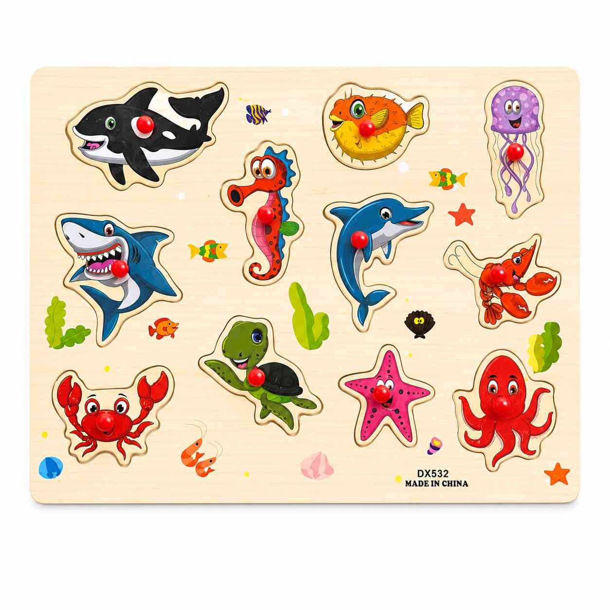 Wooden Sea Animals Puzzle Board