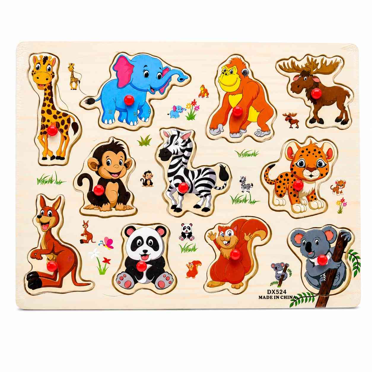 Wooden Wild Animals Puzzle Board