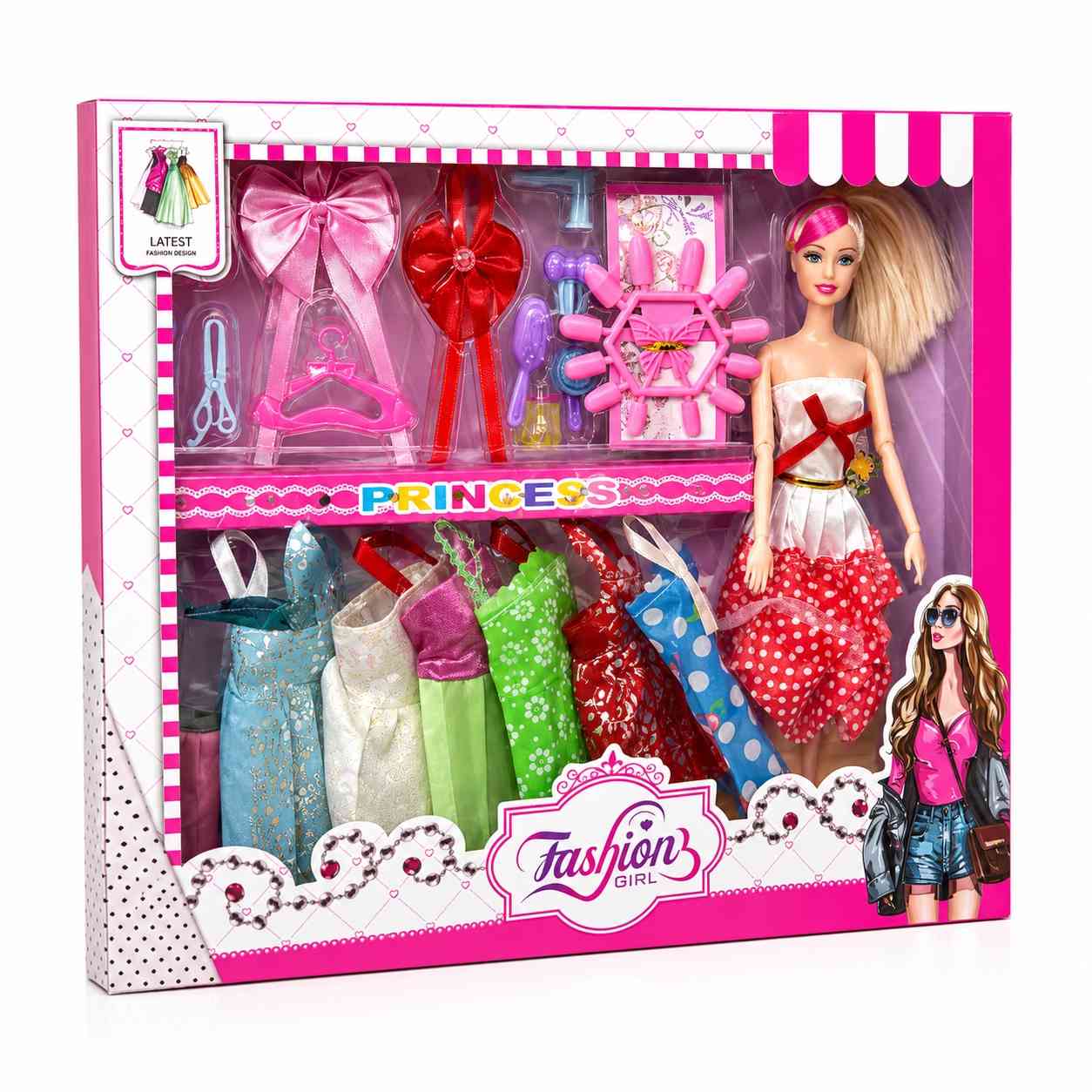 Fashion Girl Doll Dress-Up Set with dresses