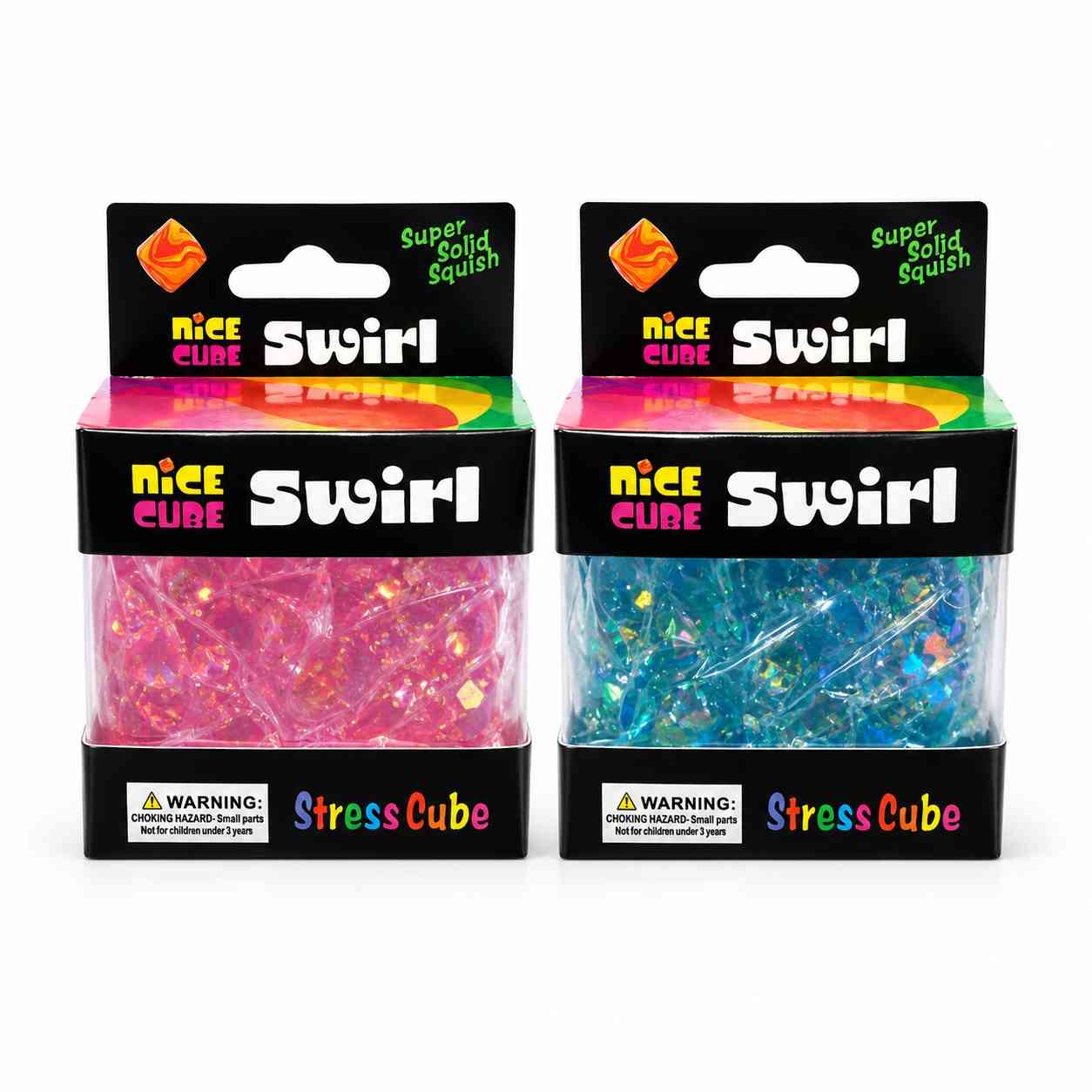 Needoh Cube Squeeze Sensory Squishy Toy 2 PCS - Pink & Blue