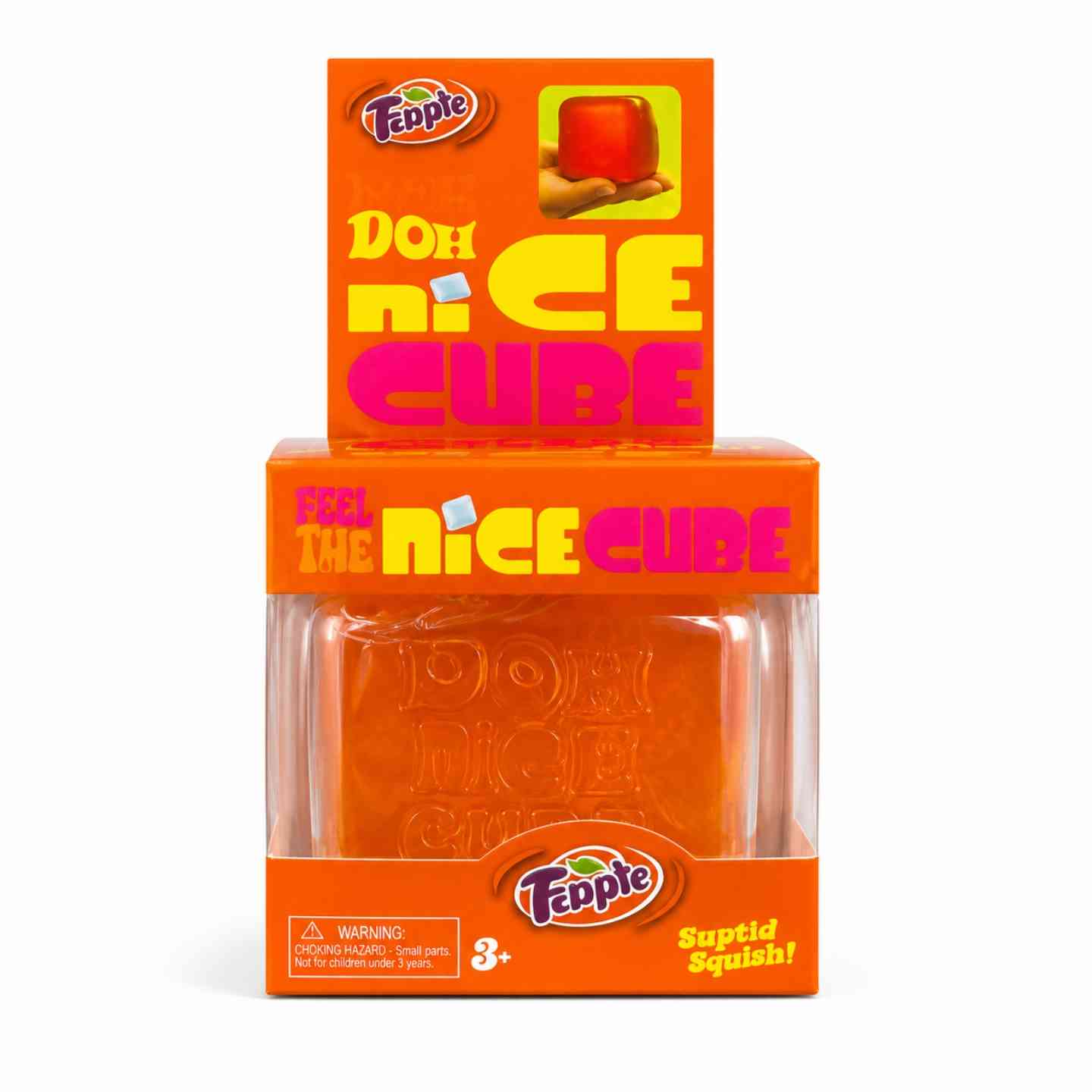 NeeDoh Nice Cube Transparent Squishy Stress Relief Fidget Toy – Orange
