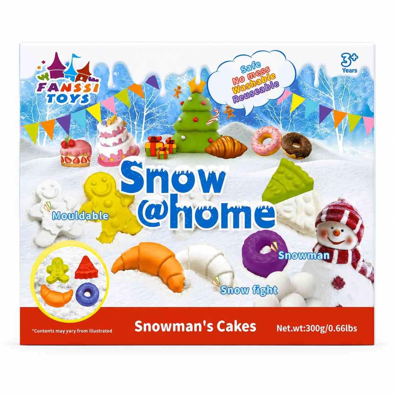 Snow @ Home Mouldable Artificial Snow Play Set with Moulds – 300g