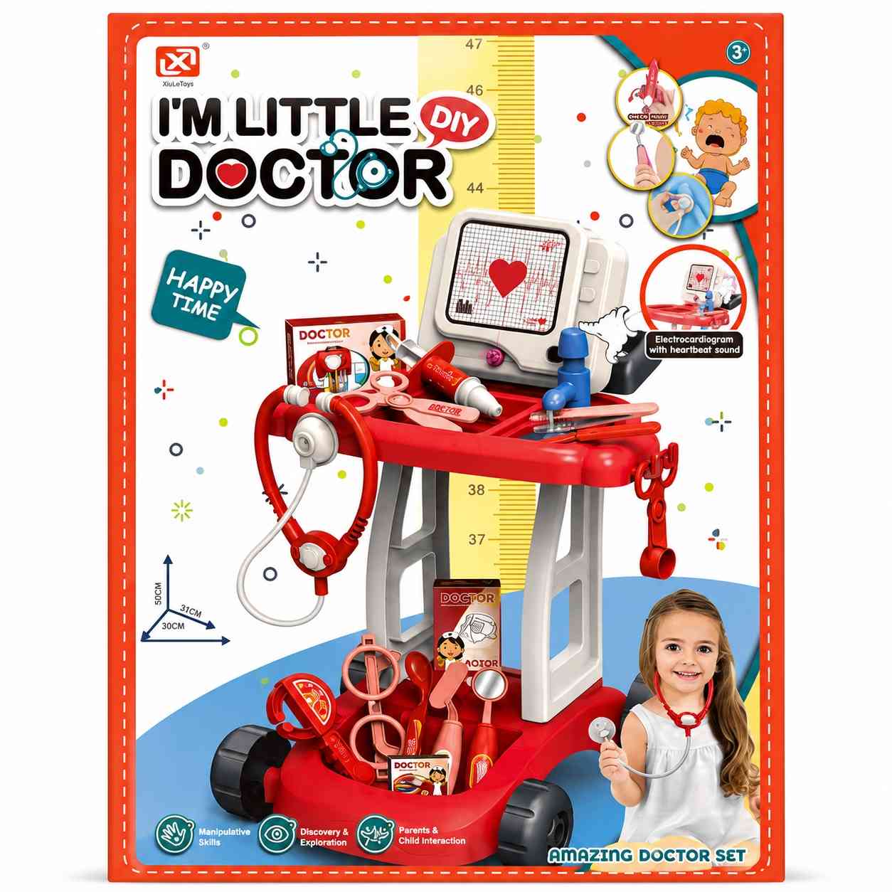 Kids Doctor Medical Cart Playset with Sound Effects – Pink