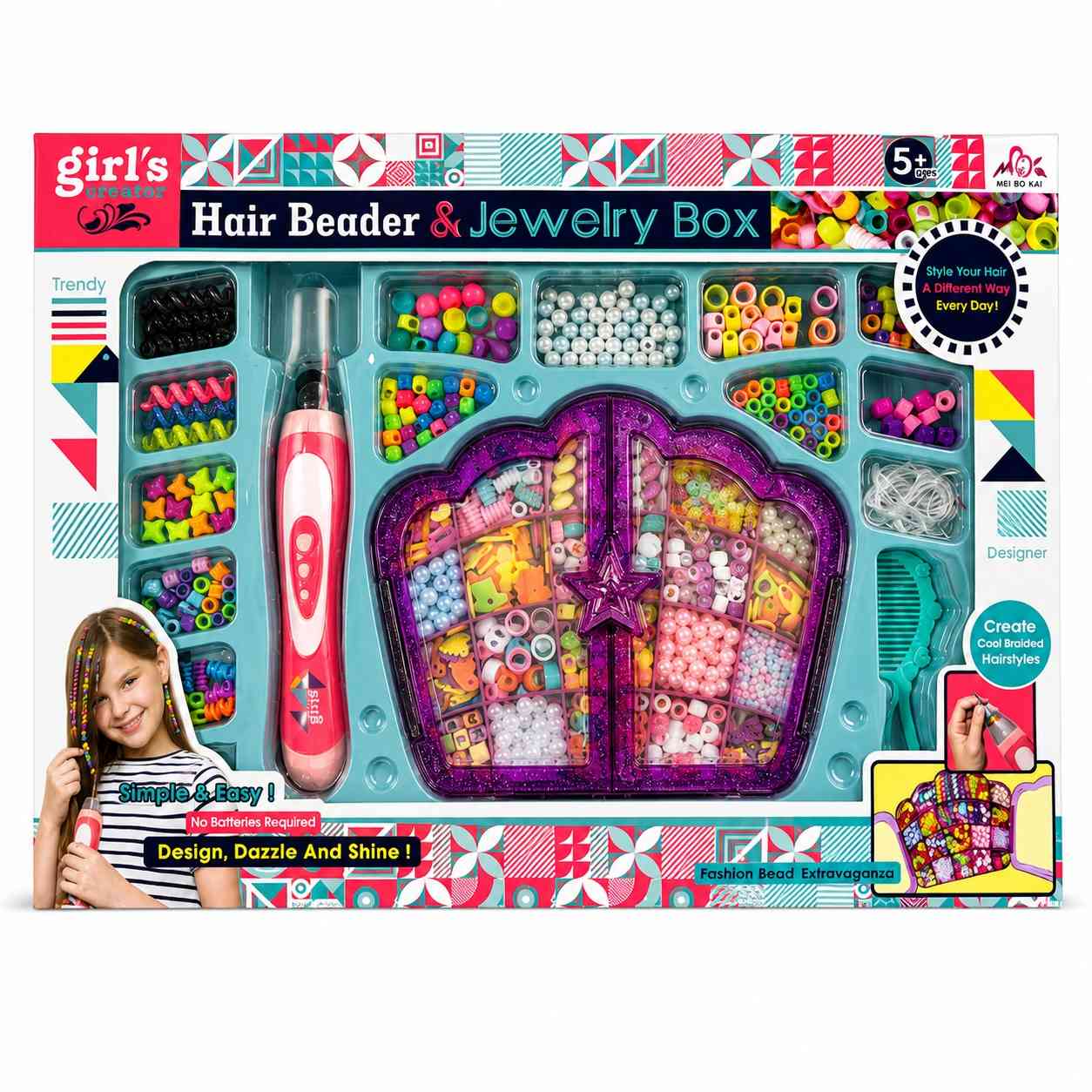 Hair Beader & Jewelry Box Set | Hair Beading & Bracelet Making Kit