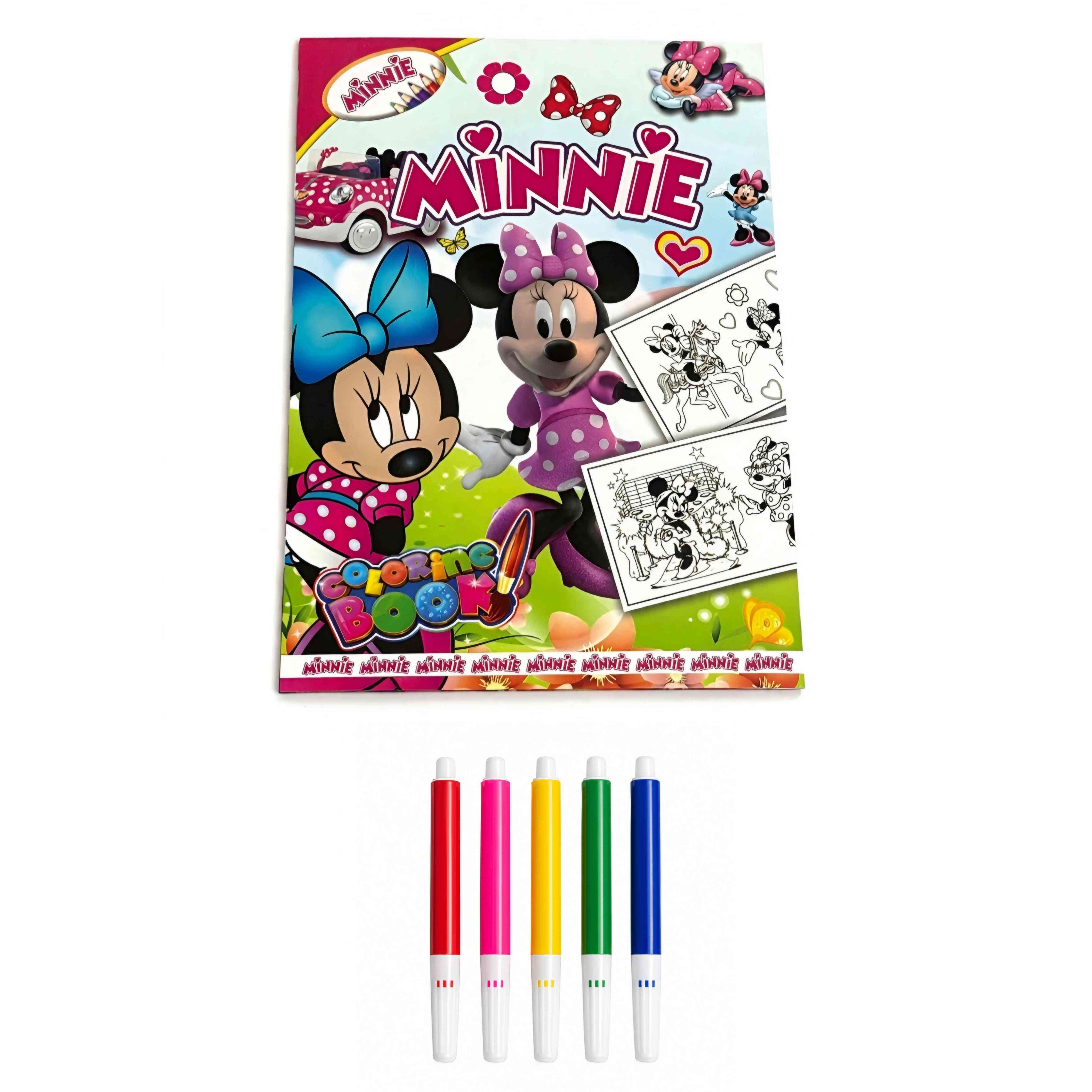 Minnie Mouse Coloring Book with 5 Coloring Pens for Kids