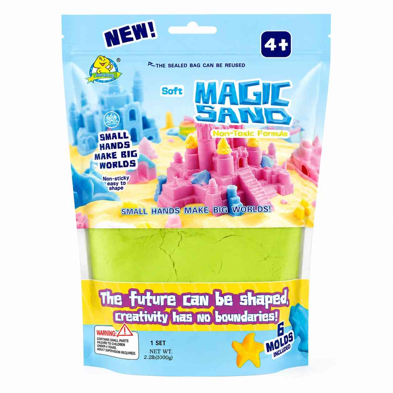 Kids light Green Magic Sand with Molds – 1 kg