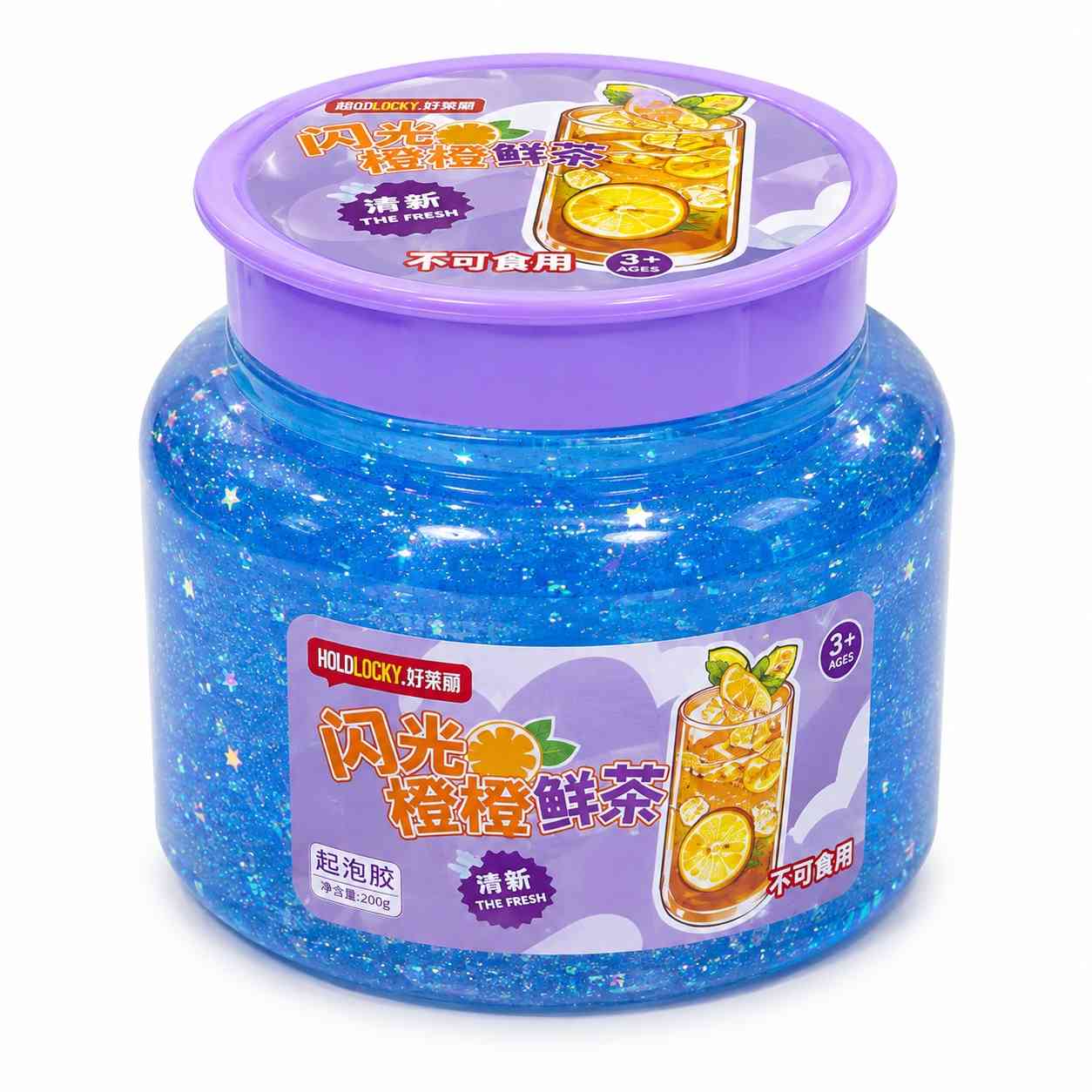 Orange Mini Tea Glitter Foaming Slime – Blue 2