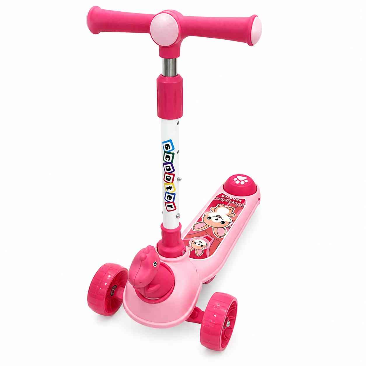 Kids 3-Wheel Scooter with Adjustable Handlebar – Pink