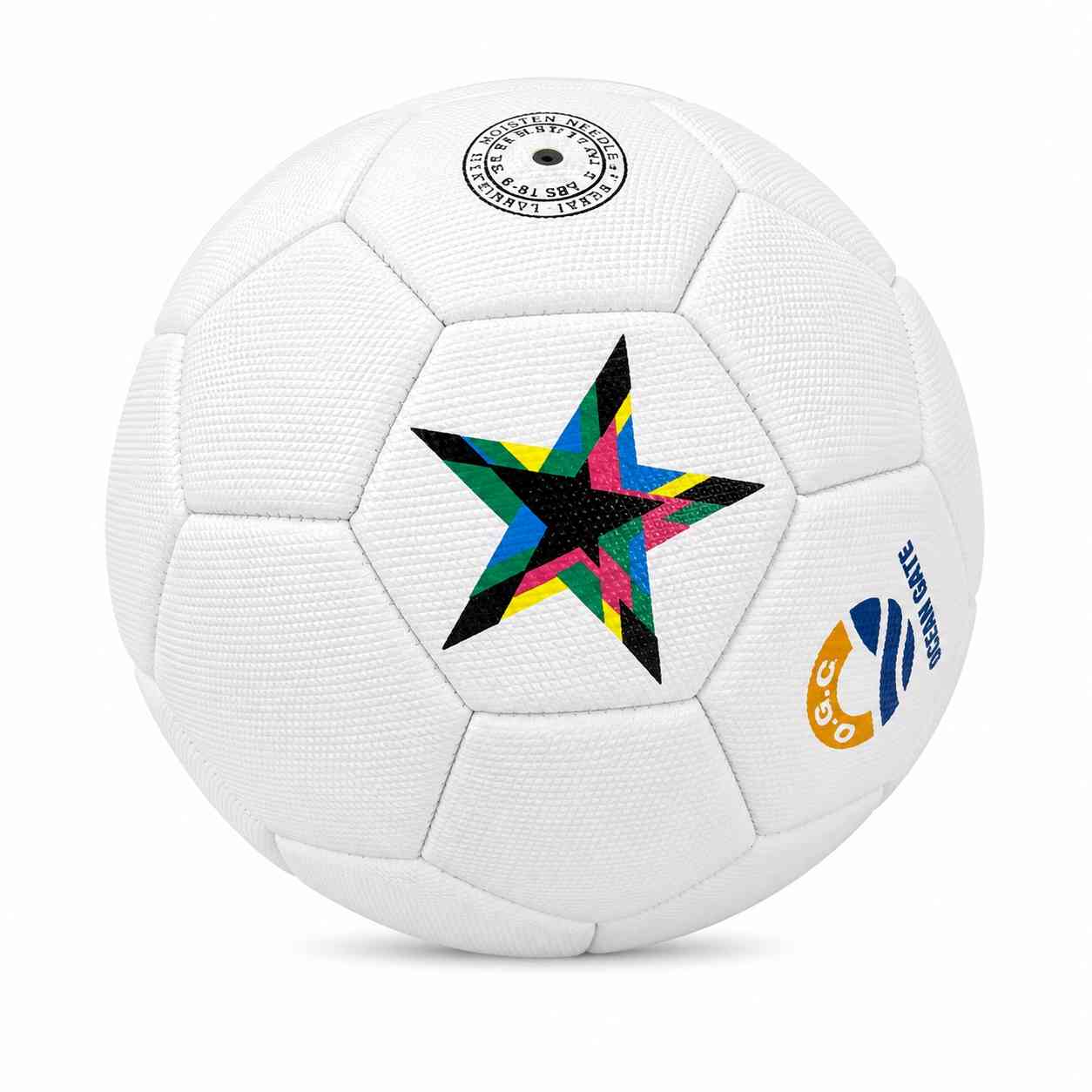 Football with Colorful Star Design – White