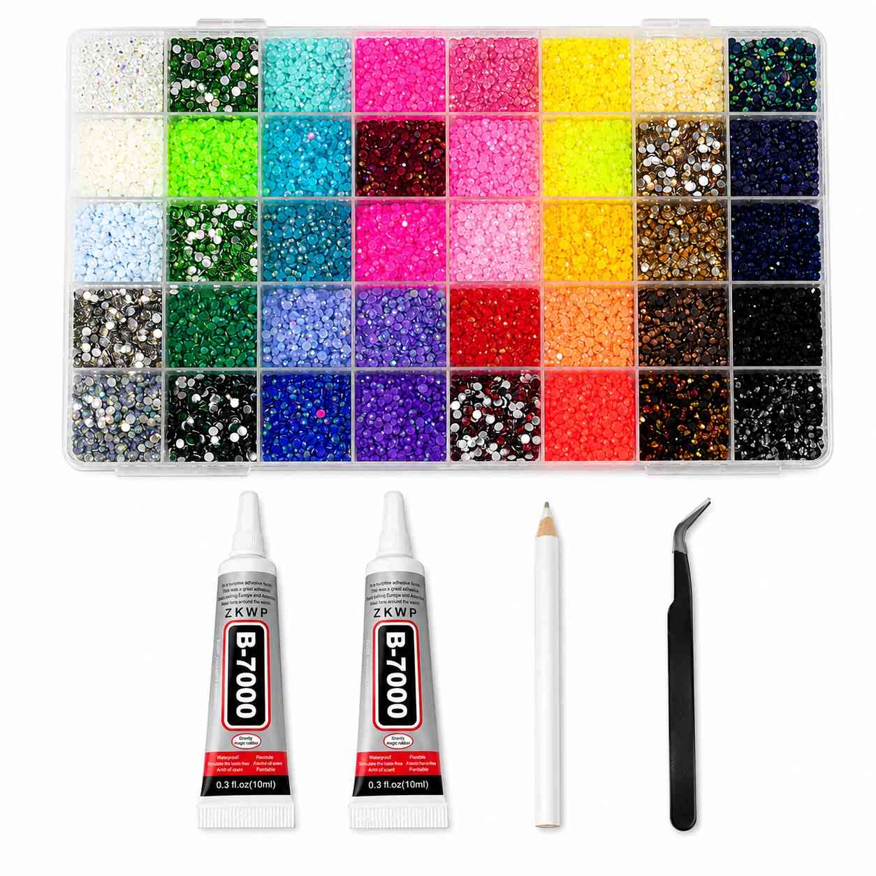 40-Color Crystal Beads Decoration Set with Glue & Tools