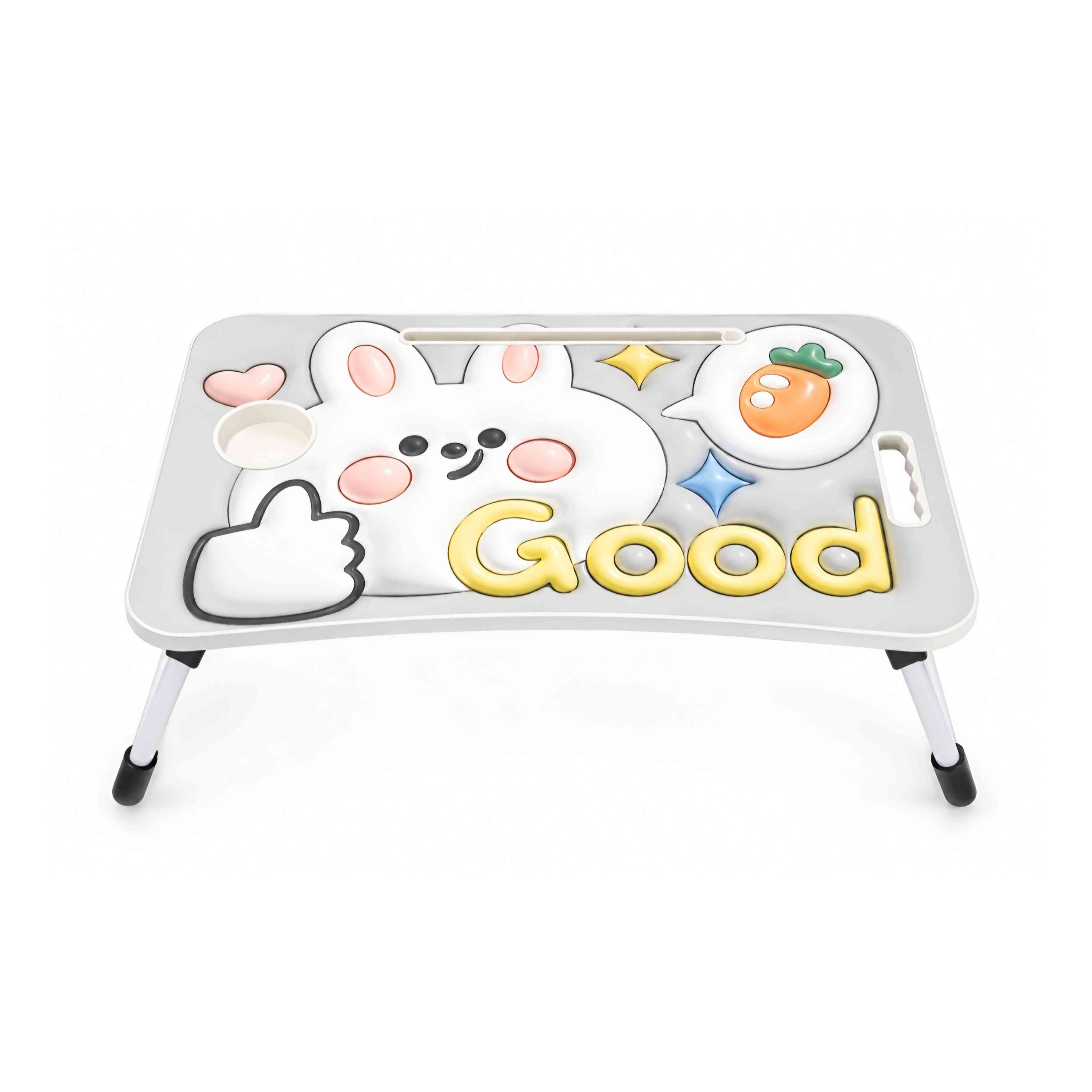 Kids Folding Study & Activity Table with Cup Holder – Bunny Design