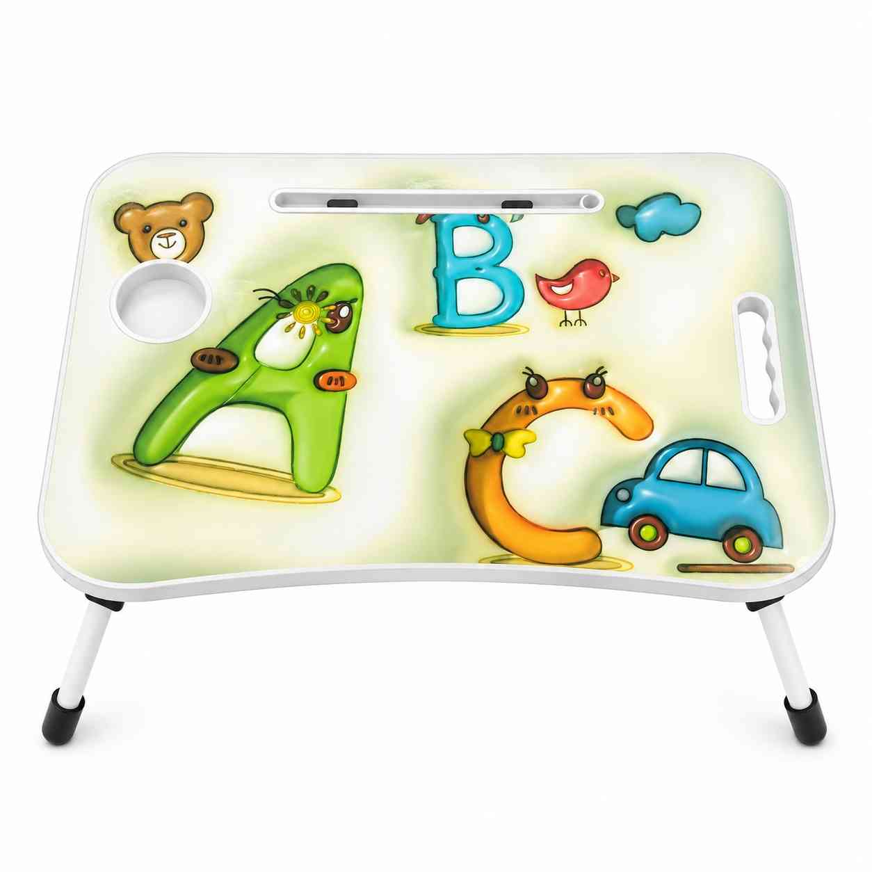 Kids Folding Study & Activity Table with Cup Holder – Alphabet Design