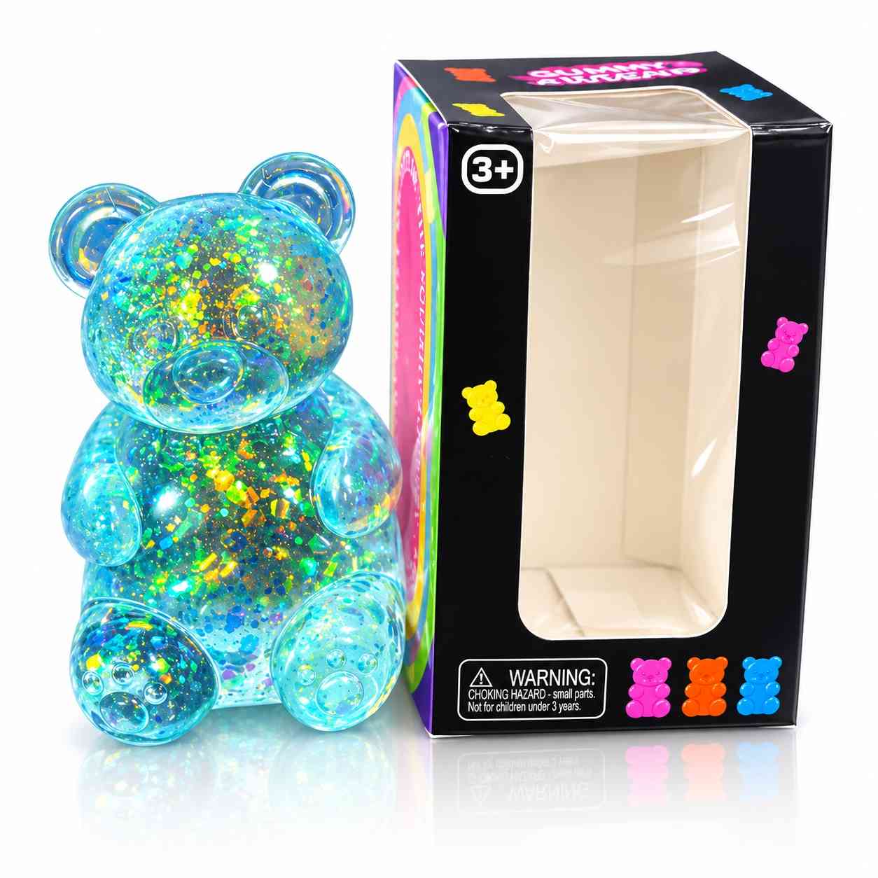 Glitter Gummy Bear Squishy Toy – Blue