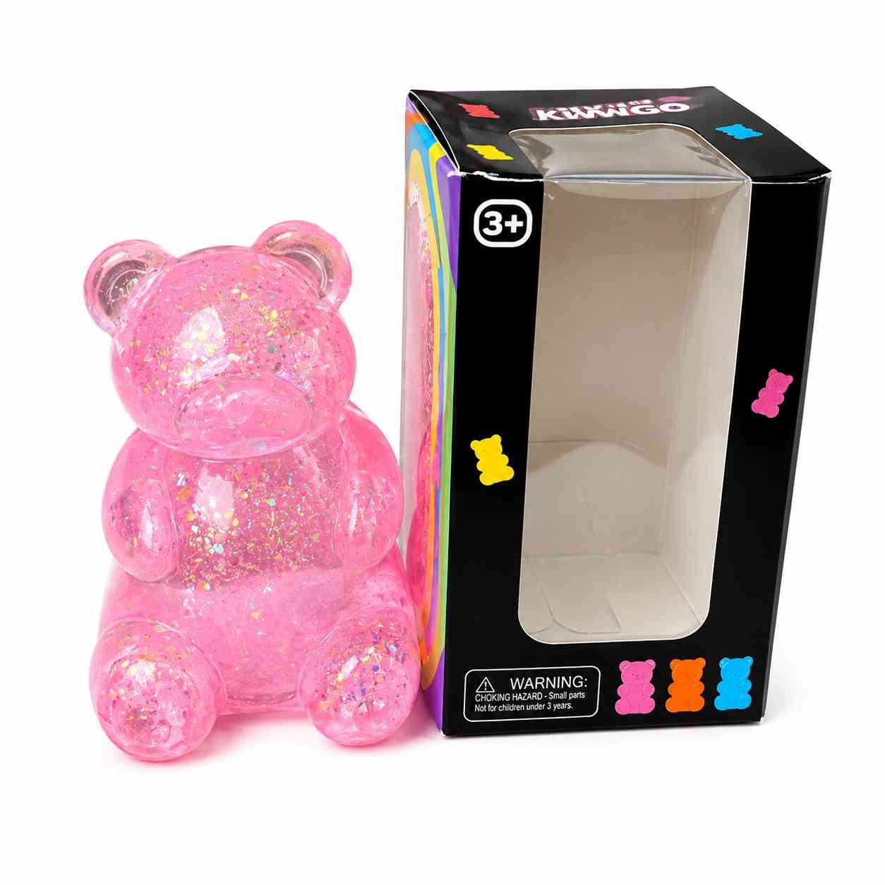 Glitter Gummy Bear Squishy Toy – Pink