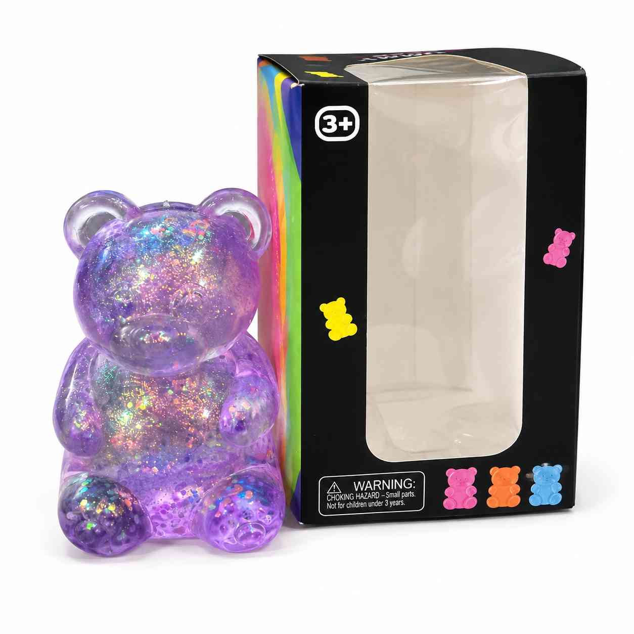 Glitter Gummy Bear Squishy Toy – Purple
