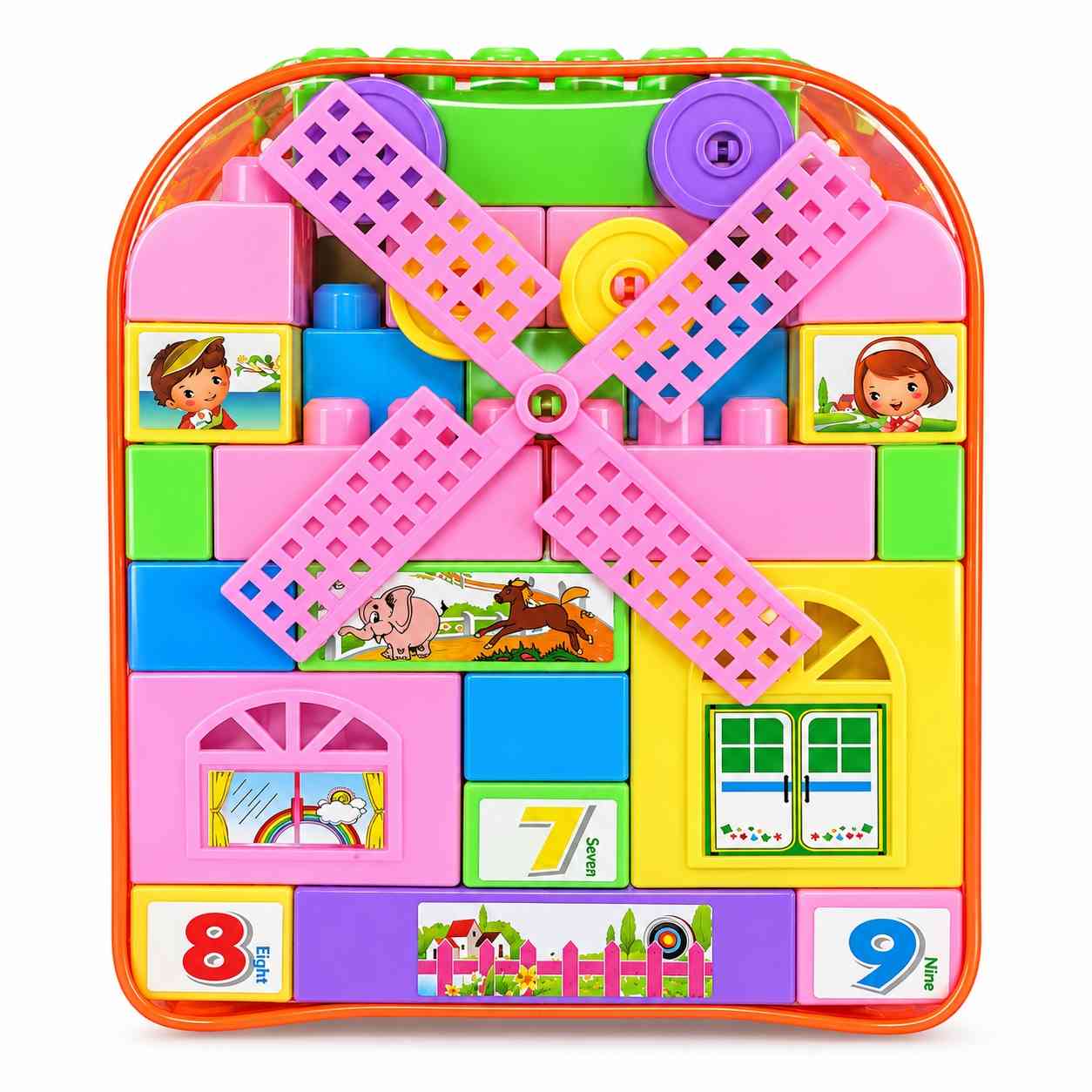Happy Blocks Kids Building Set in Backpack – 47 Pieces