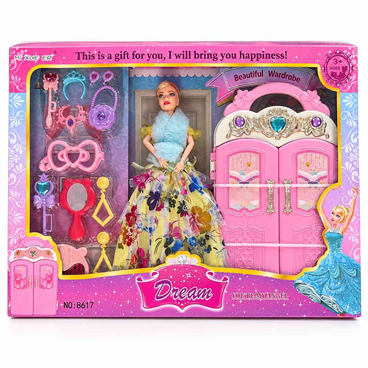 Fashion Doll Set with Wardrobe & Accessories –Light Blue Scarf