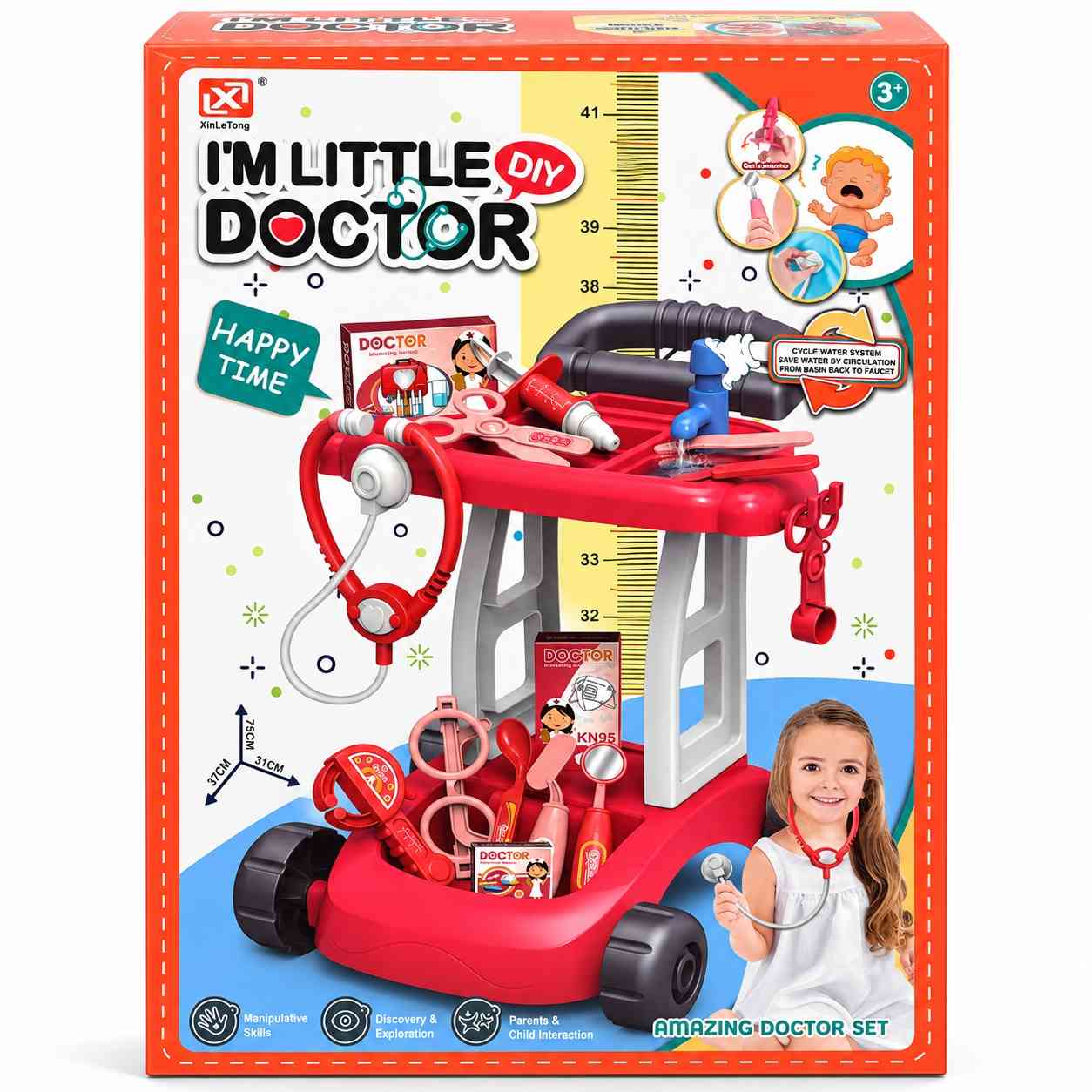 Kids Doctor Trolley Play Set with Medical Tools & Water System