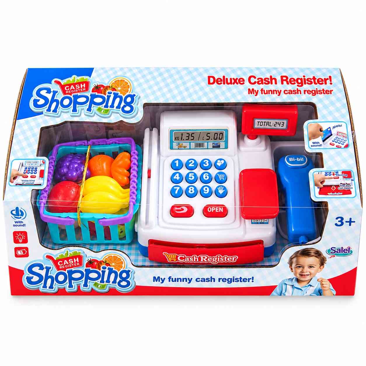 Deluxe Kids Cash Register & Shopping Playset with Basket and Accessories – Sound