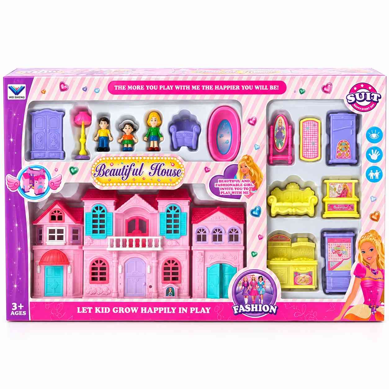 Large Dollhouse Playset with Furniture & Figures