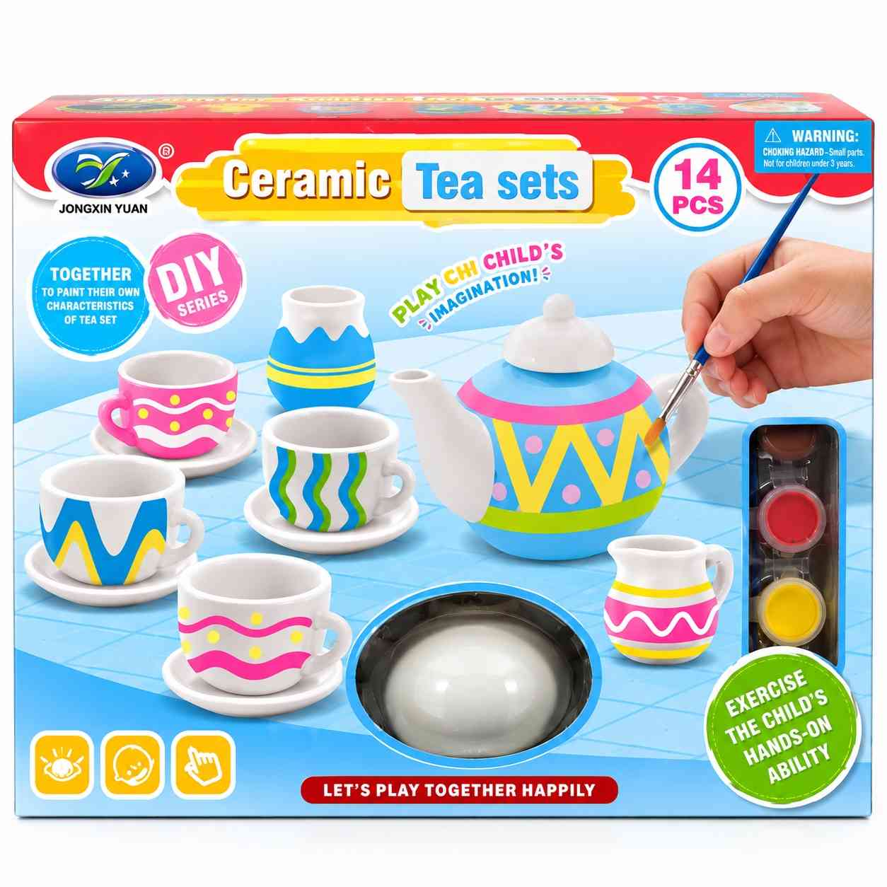 14-Piece DIY Ceramic Tea Set for Painting