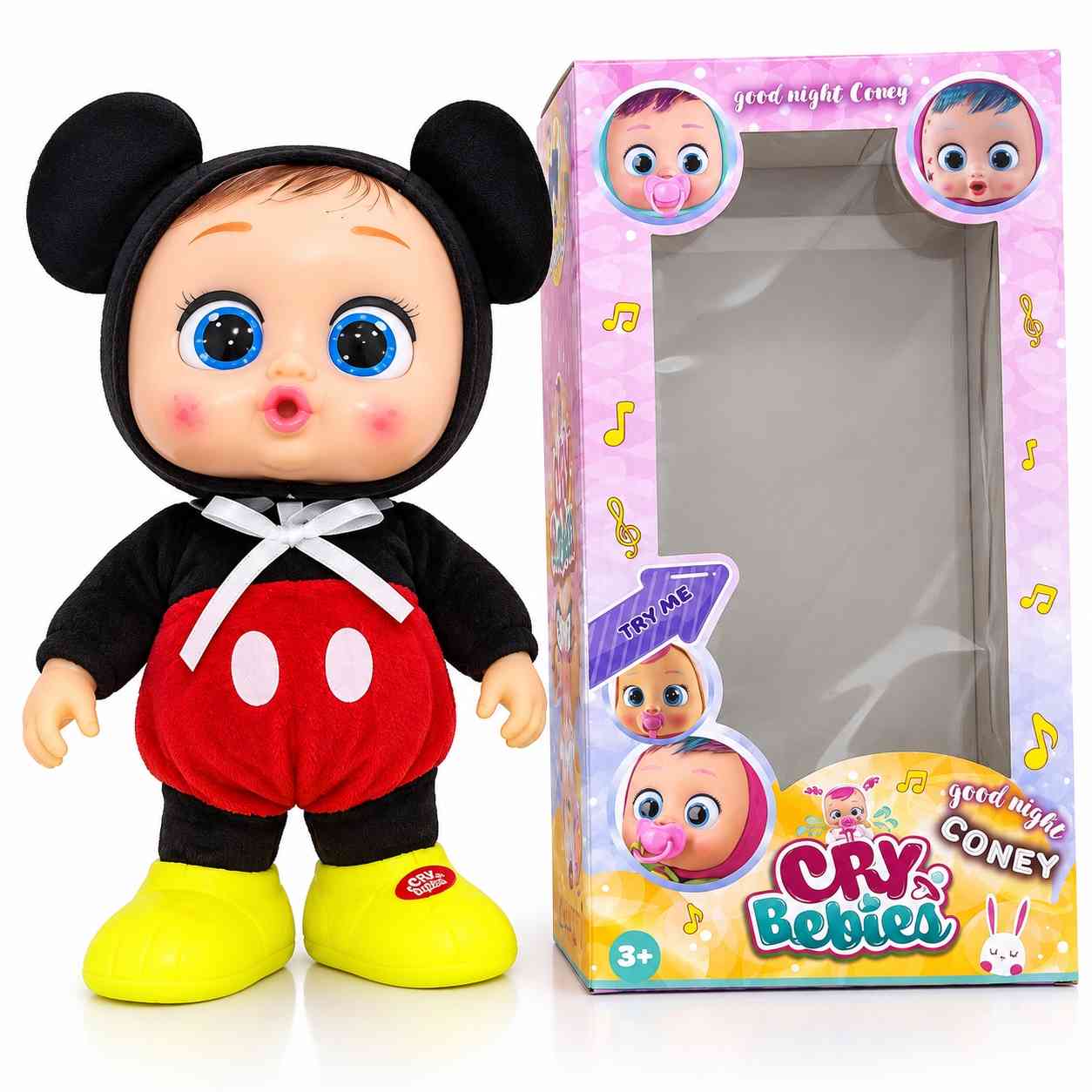 Cry Babies Interactive Musical Walking & Singing Doll with Pacifier – Black & Red