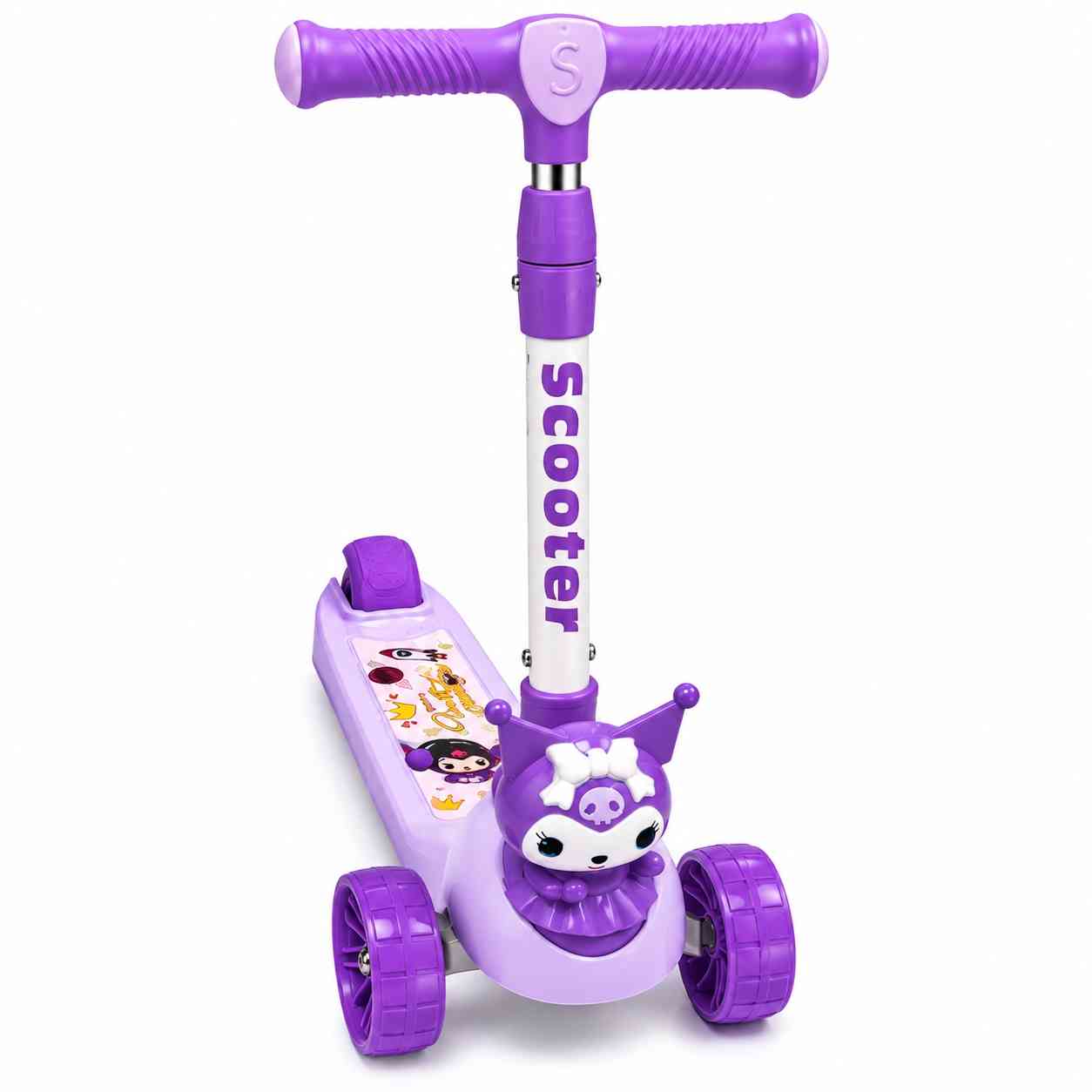 Kids 3-Wheel Scooter with Adjustable Handlebar – Purple