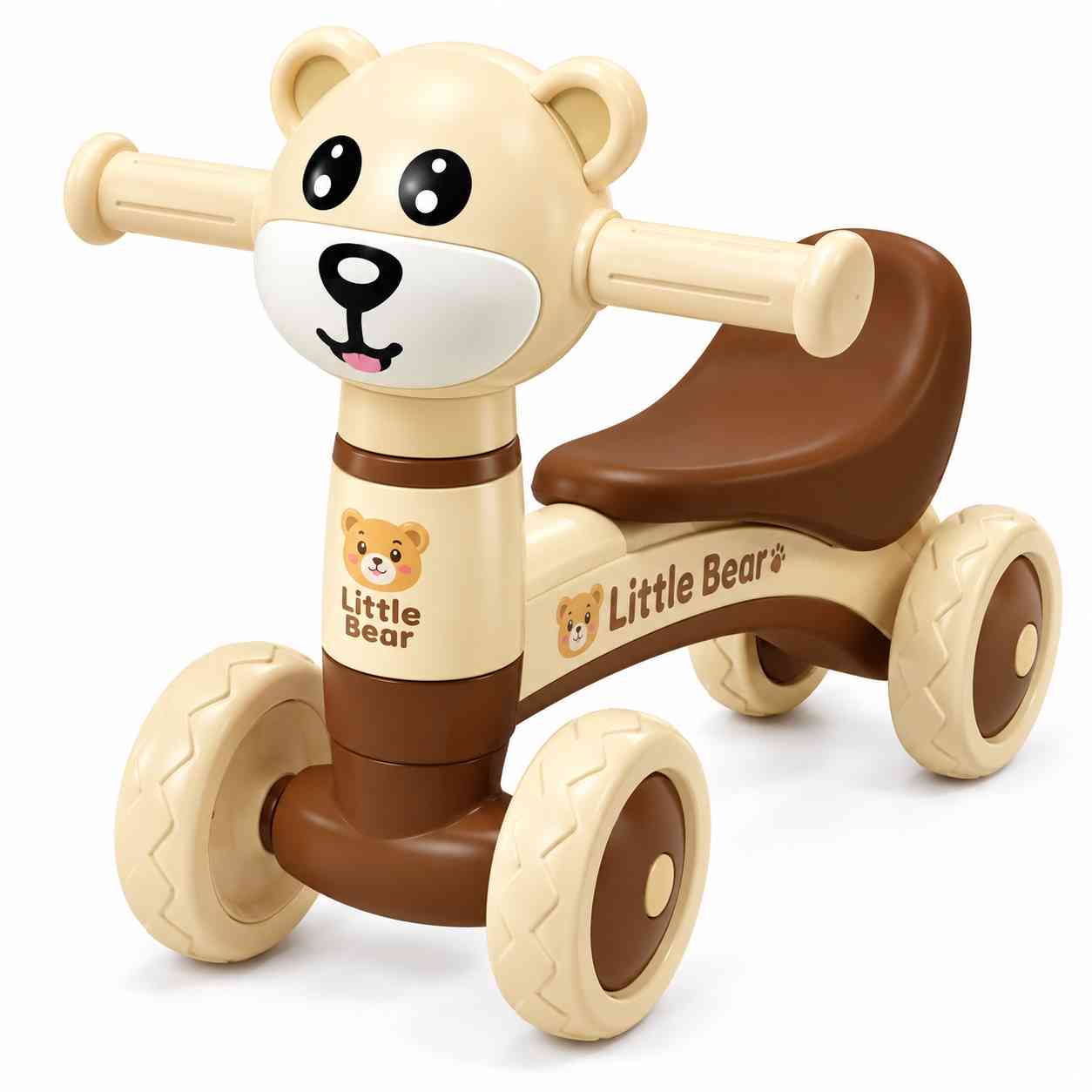 Little Bear Kids 4-Wheel Ride-On – Cream & Brown