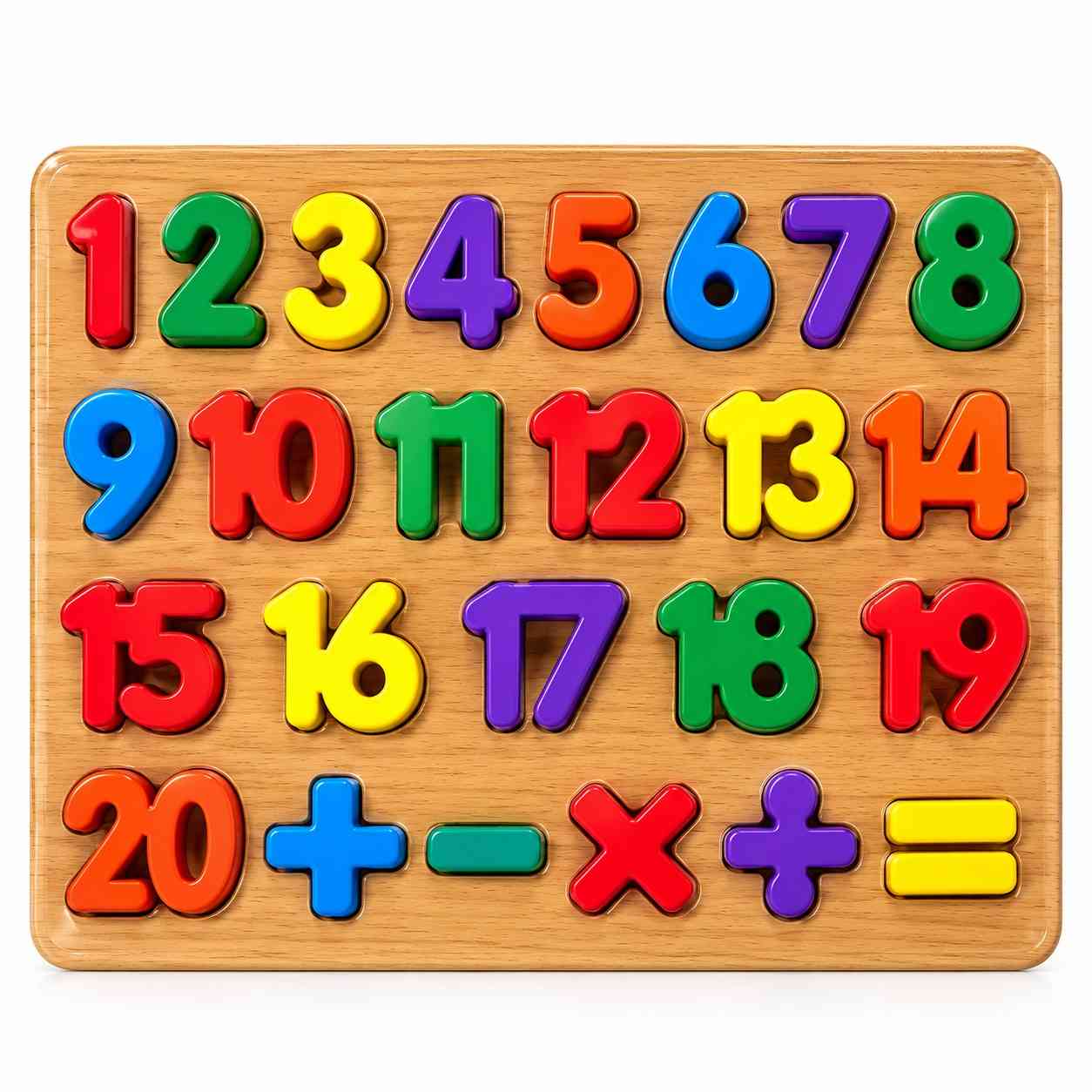Wooden Number Learning Board with Math Symbols