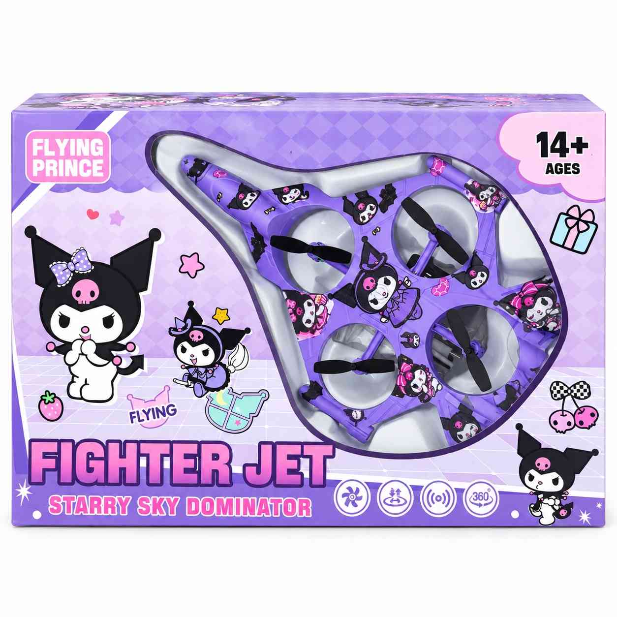 Kuromi Design Flying Fighter Jet with 4 Propellers & 360° Rotation