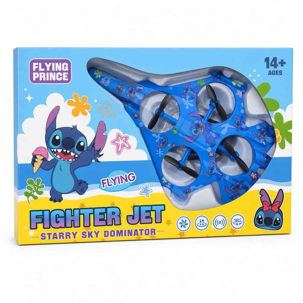 Stitch Design Flying Fighter Jet with 4 Propellers & 360° Rotation