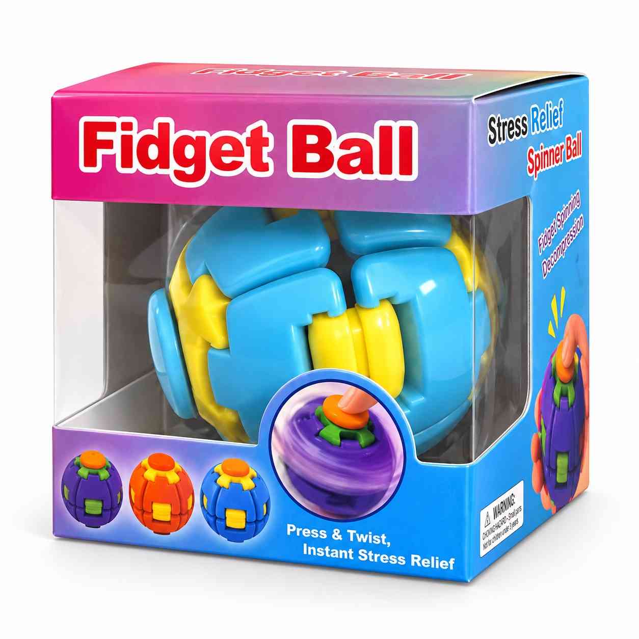 Press & Twist Fidget Spinner Ball – Sensory Hand Toy- Blue