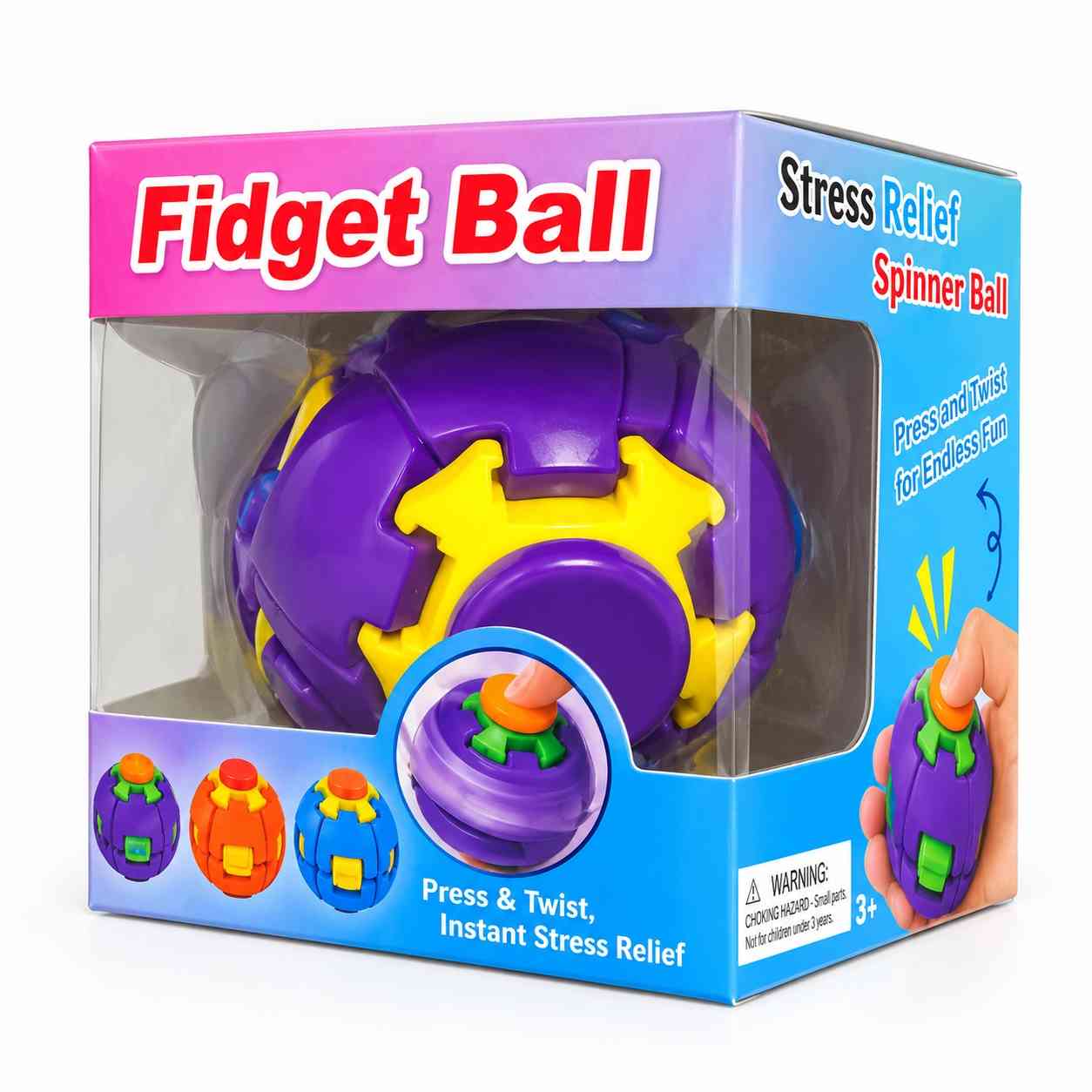 Press & Twist Fidget Spinner Ball – Sensory Hand Toy - Purple