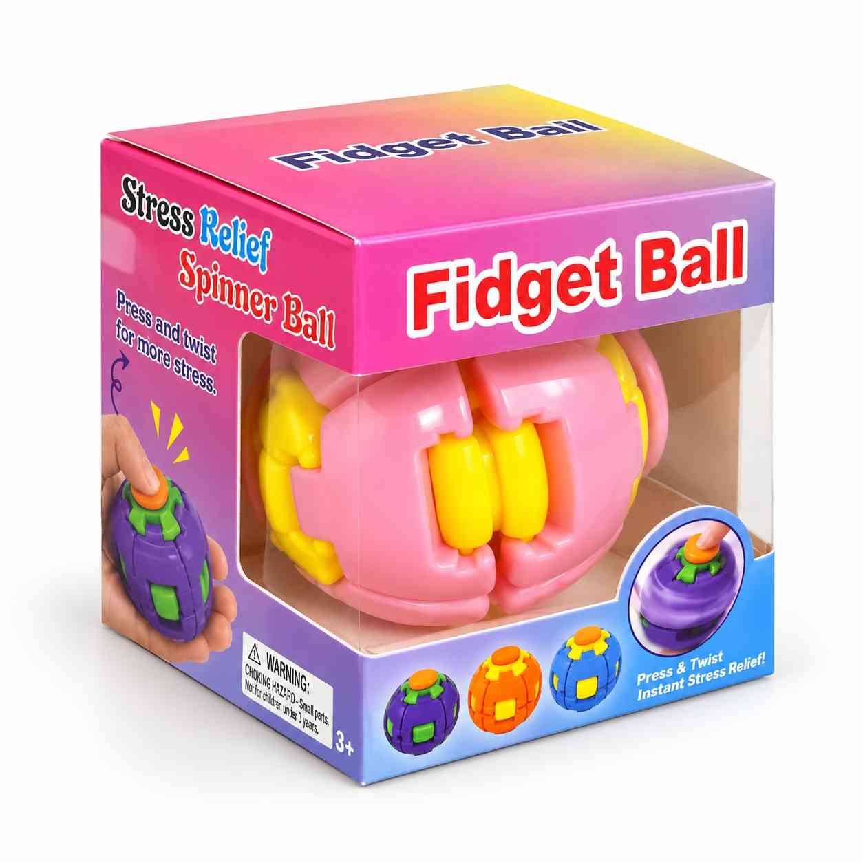 Press & Twist Fidget Spinner Ball – Sensory Hand Toy - Pink