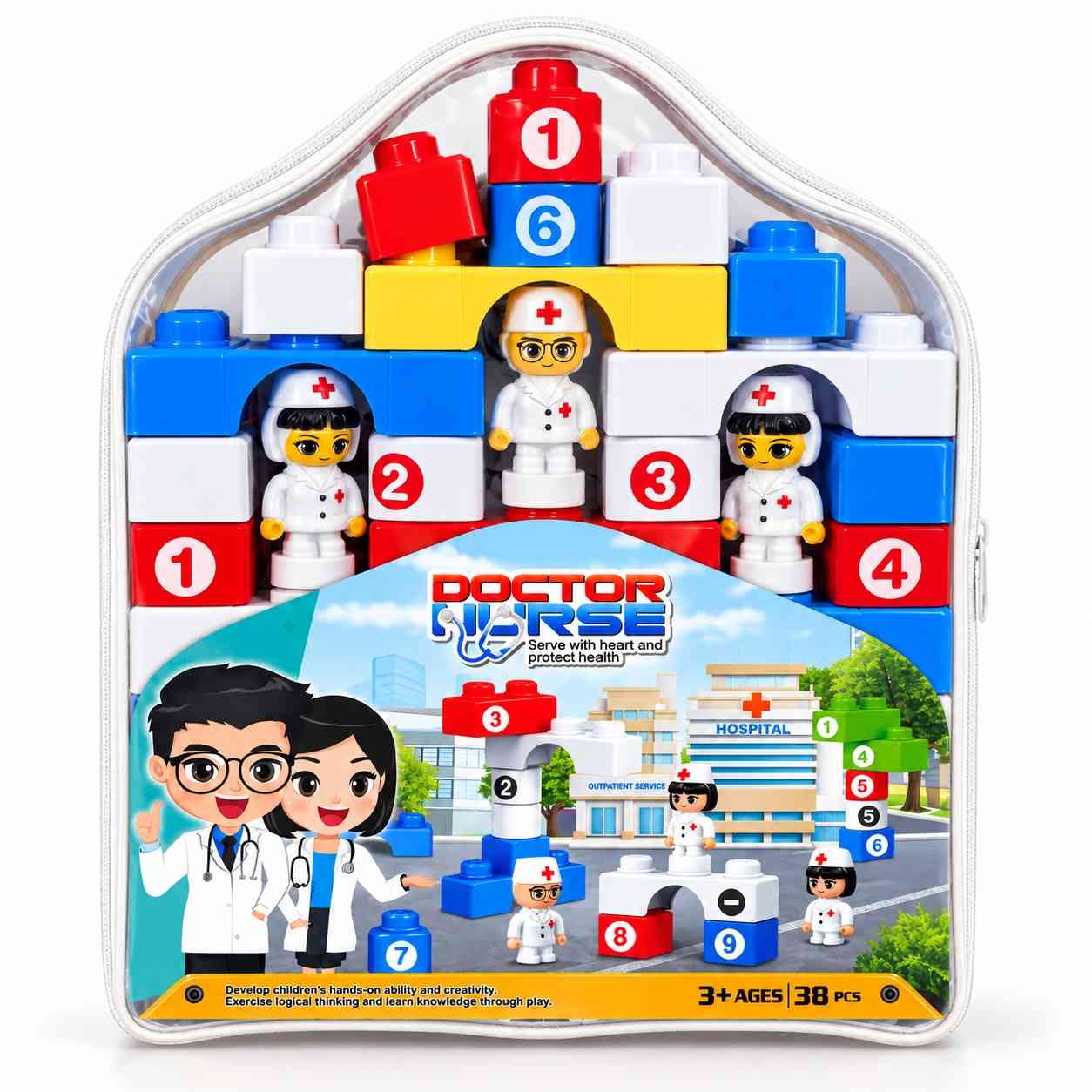 Doctor & Nurse Hospital Building Blocks Backpack Playset