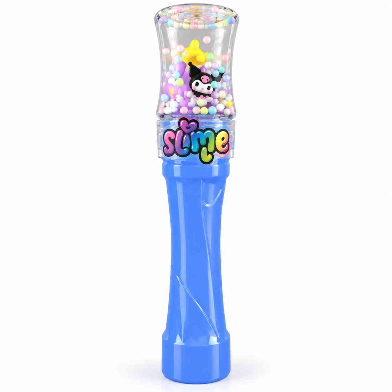 Slime bottle with colorful beads and a cute figurine - Blue