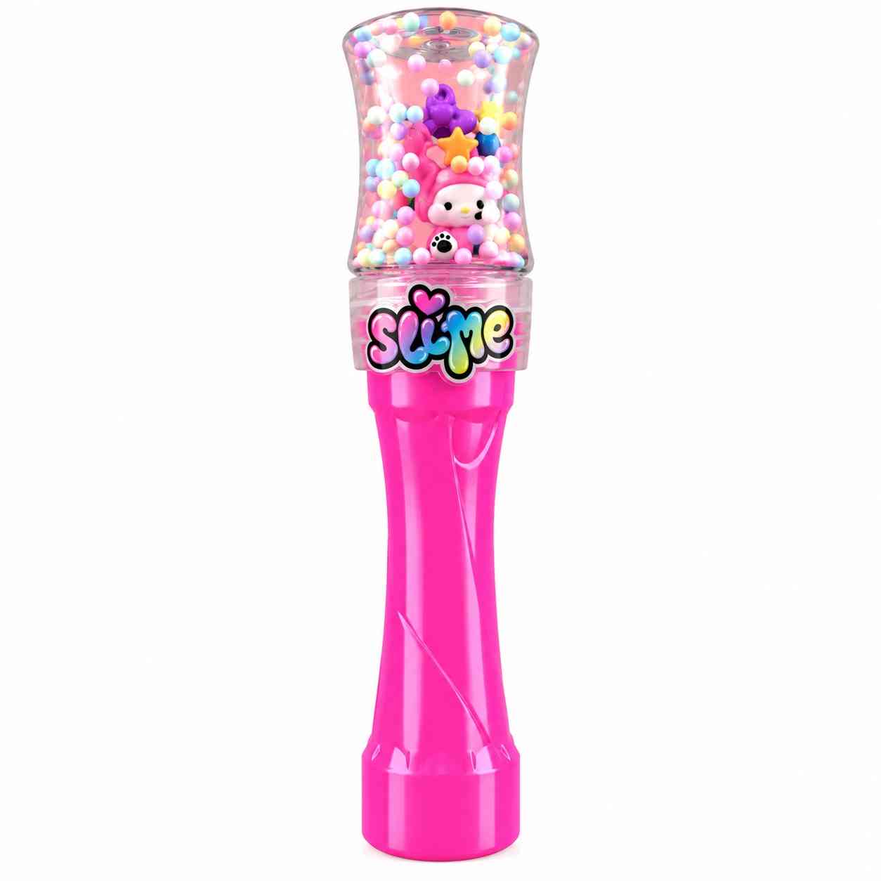 Slime bottle with colorful beads and a cute figurine - Pink