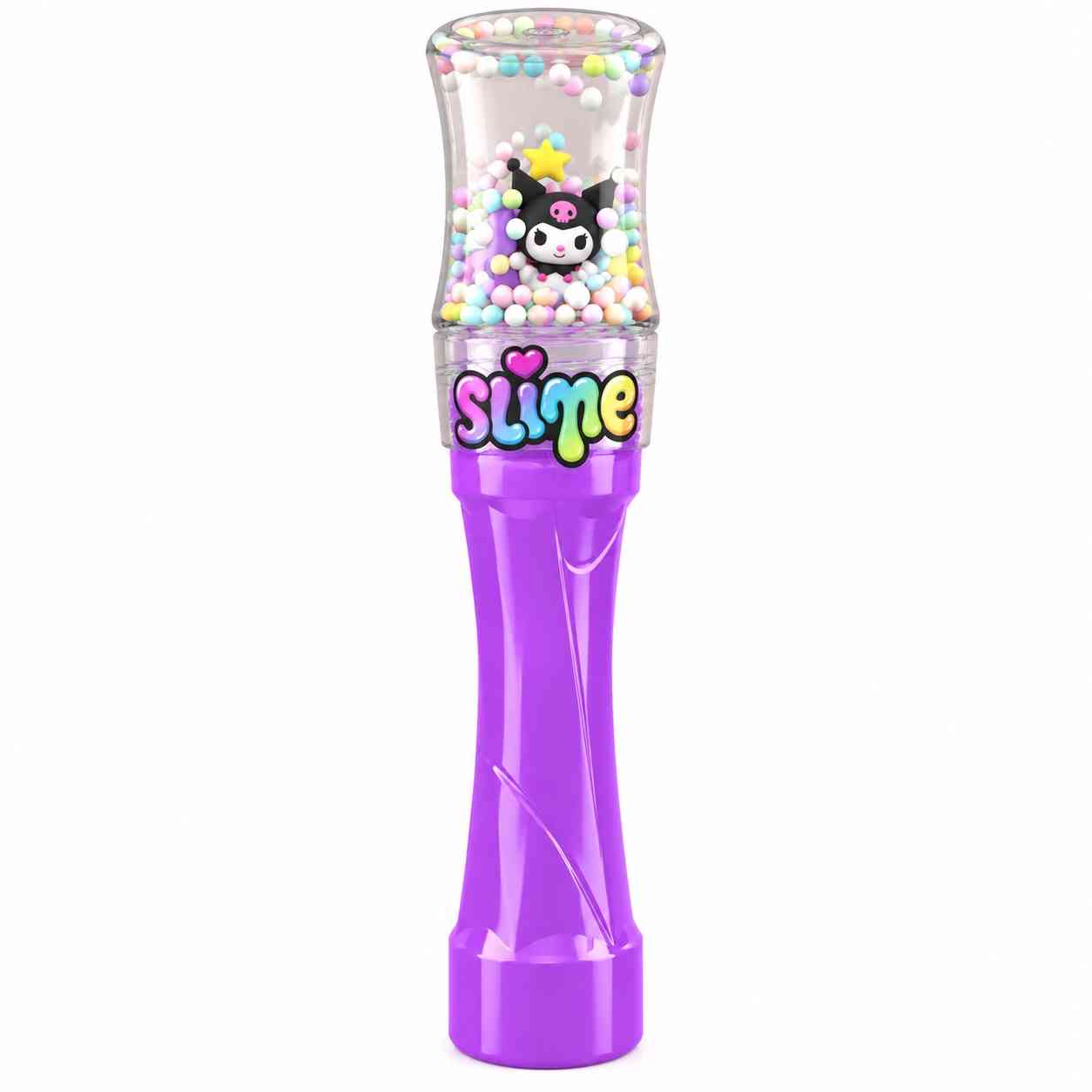 Slime bottle with colorful beads and a cute figurine - Purple