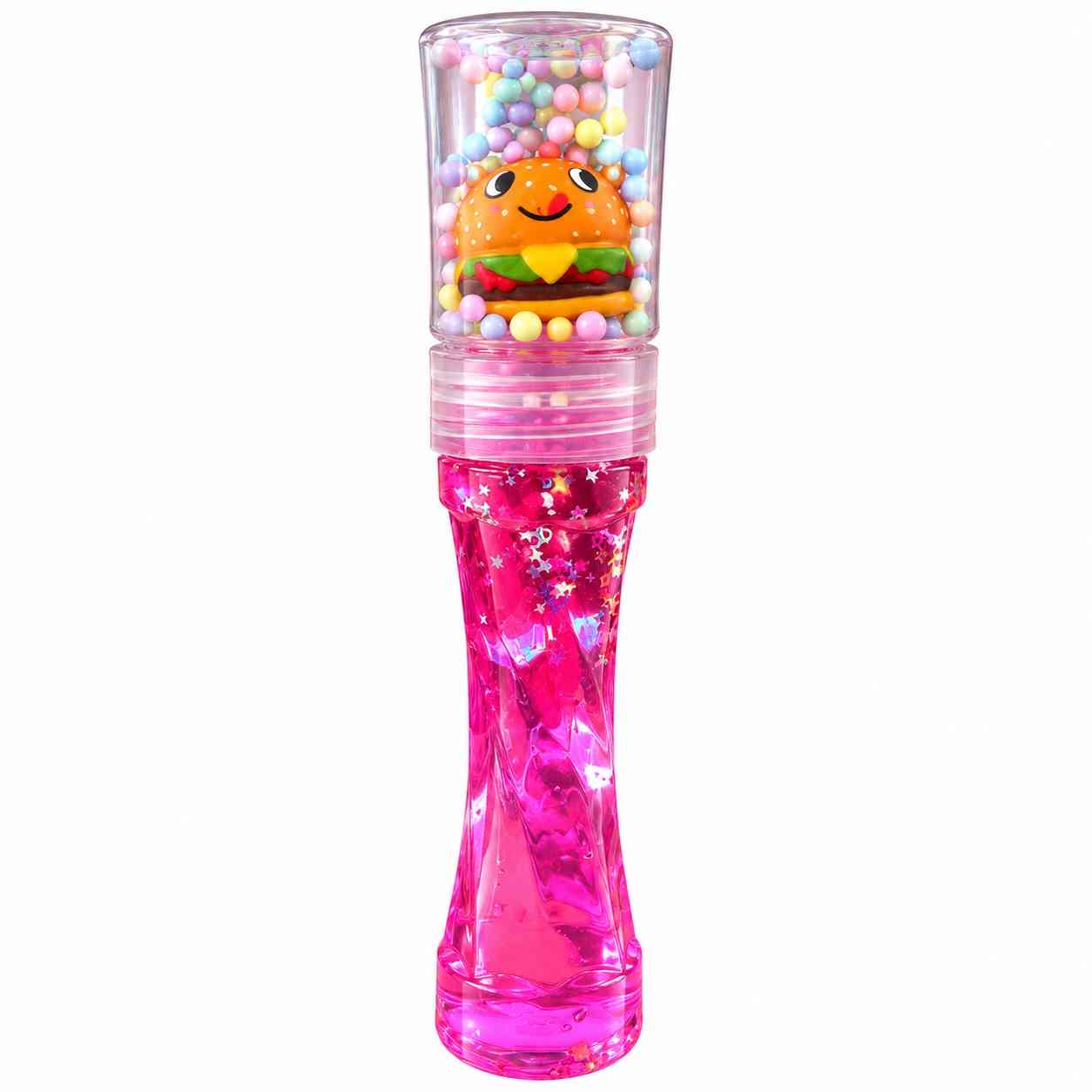 Clear Slime with Colorful Beads & Burger Character - Pink