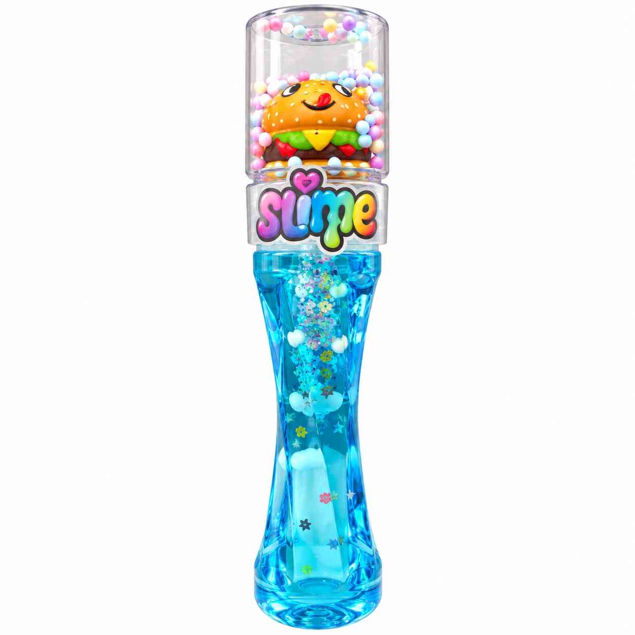 Clear Slime with Colorful Beads & Burger Character - Blue