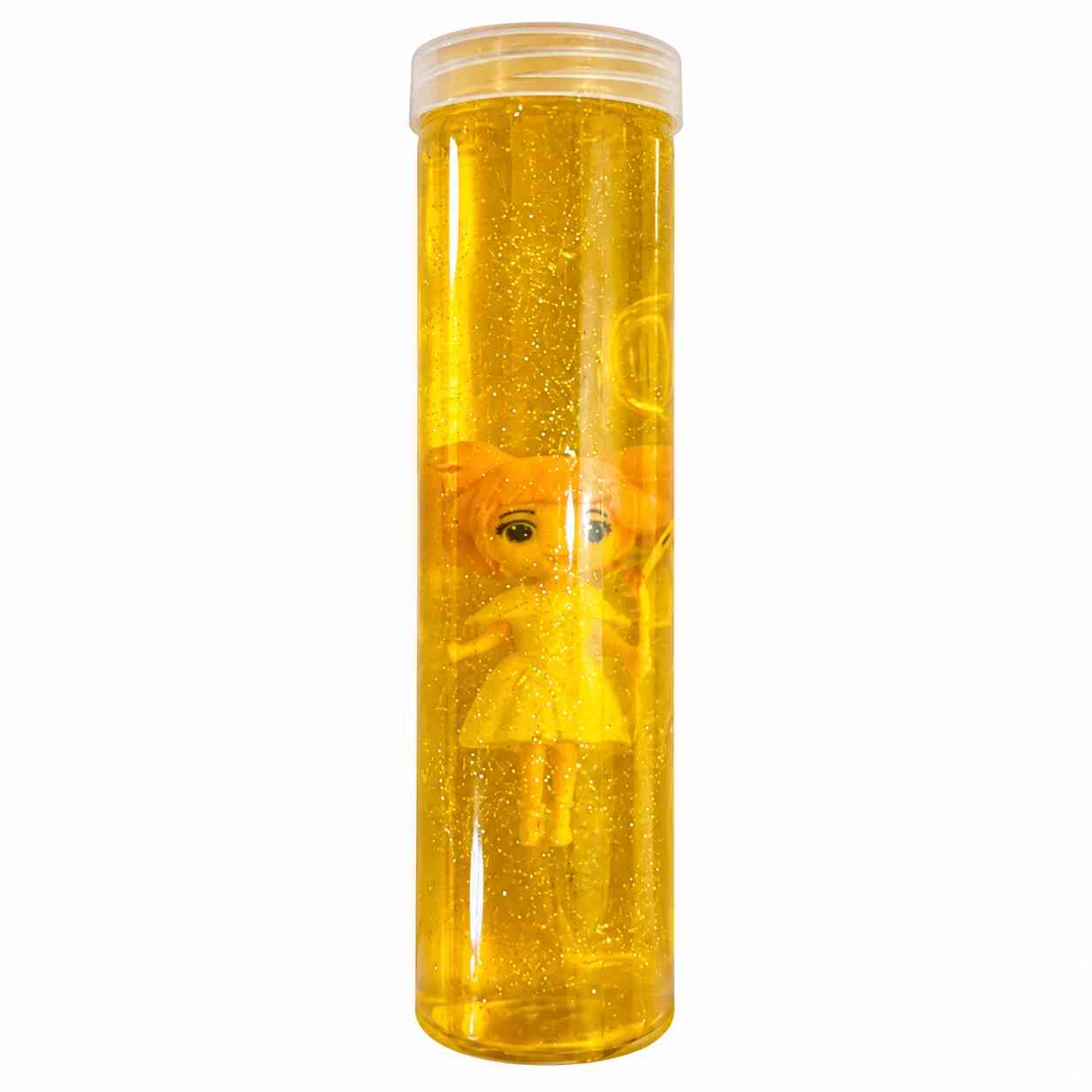 Golden Clear Glitter Slime with Mini Character