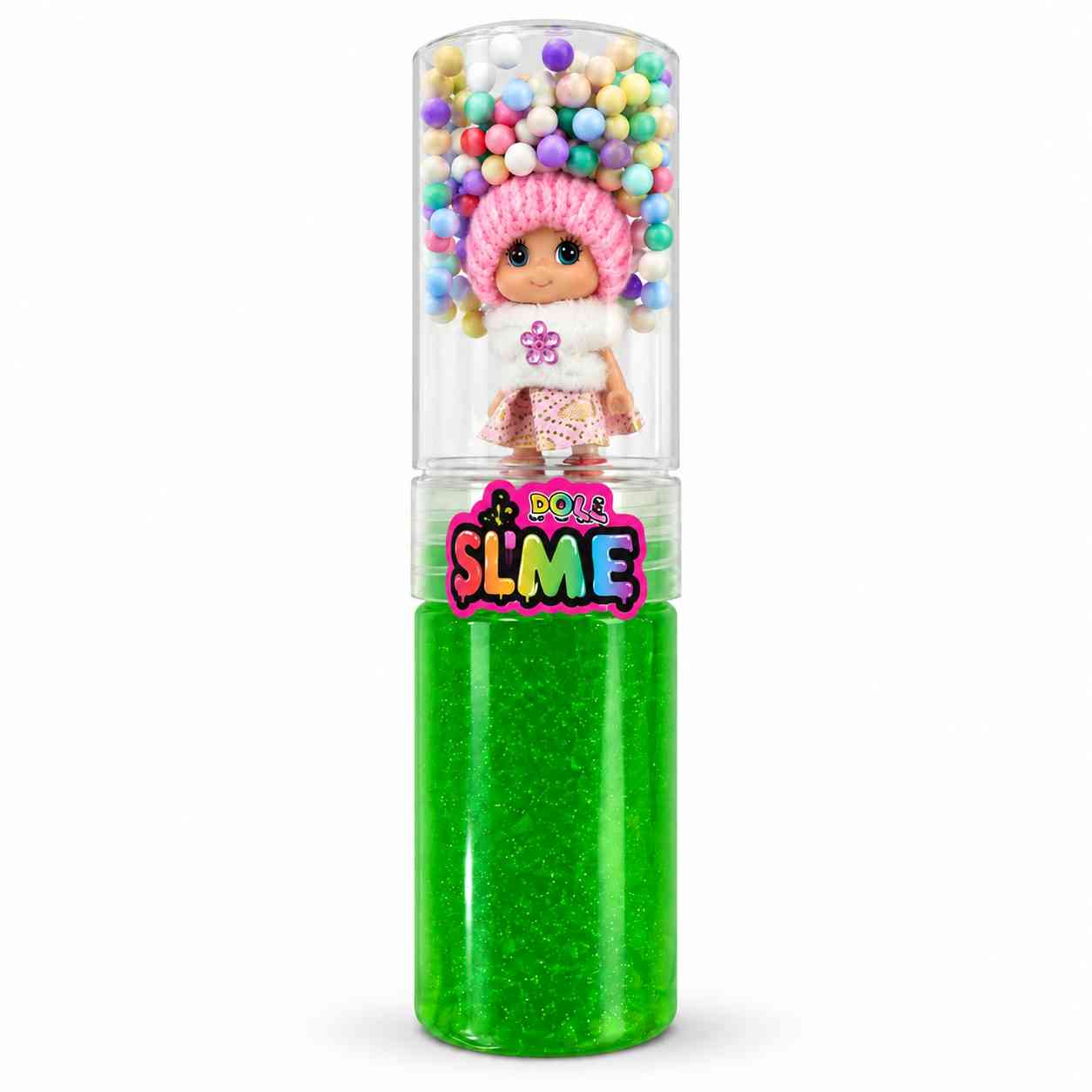 Glitter Slime with Mini Doll and Colorful Foam Beads - Green