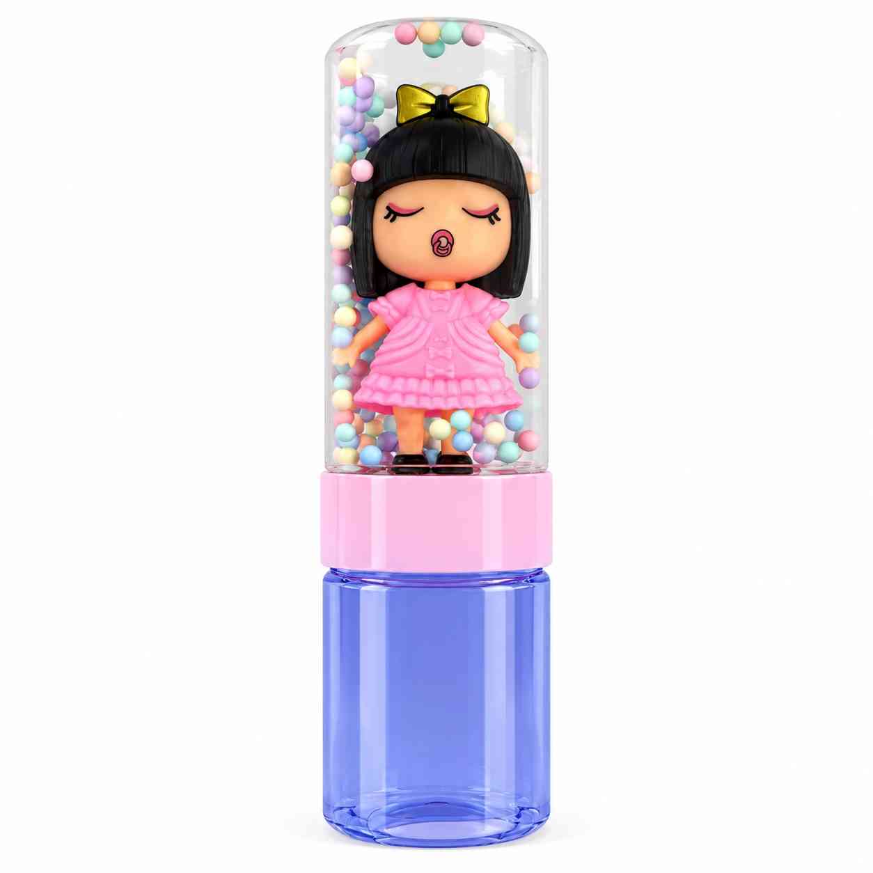Slime with Mini Doll & Colorful Foam Beads – Cute Sensory Play Set - Light Blue