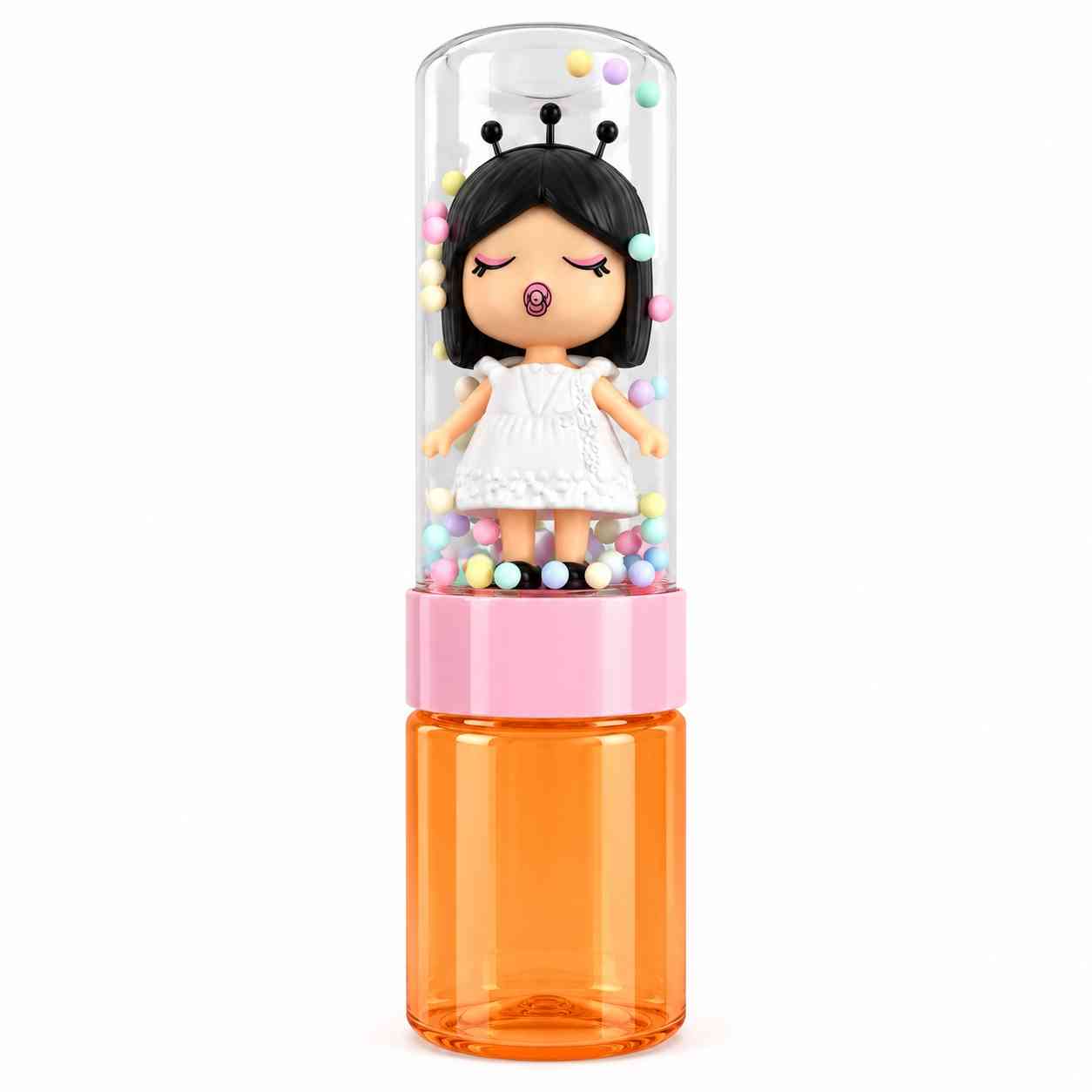 Slime with Mini Doll & Colorful Foam Beads – Cute Sensory Play Set - Orange
