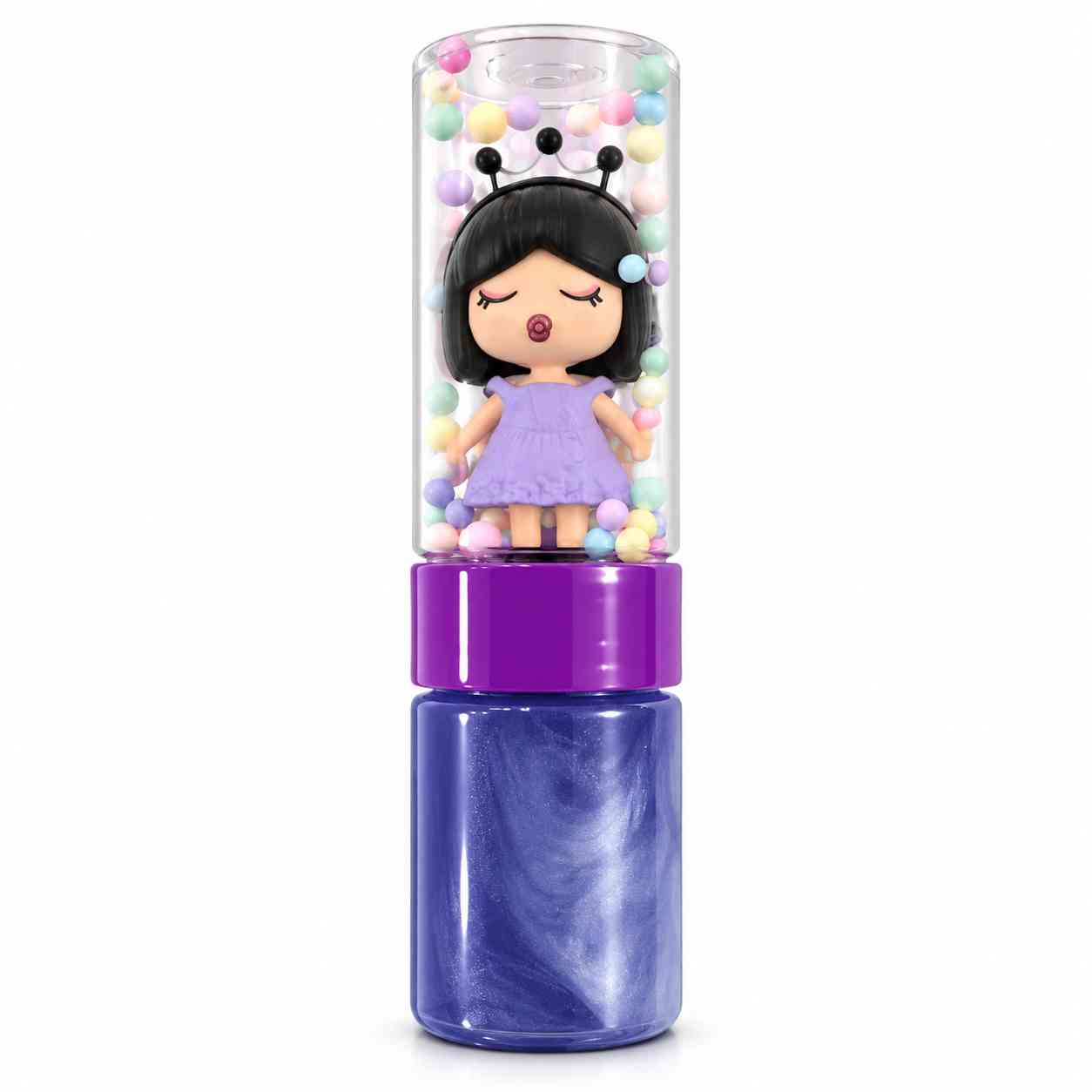 Slime with Mini Doll & Colorful Foam Beads – Cute Sensory Play Set - Purple