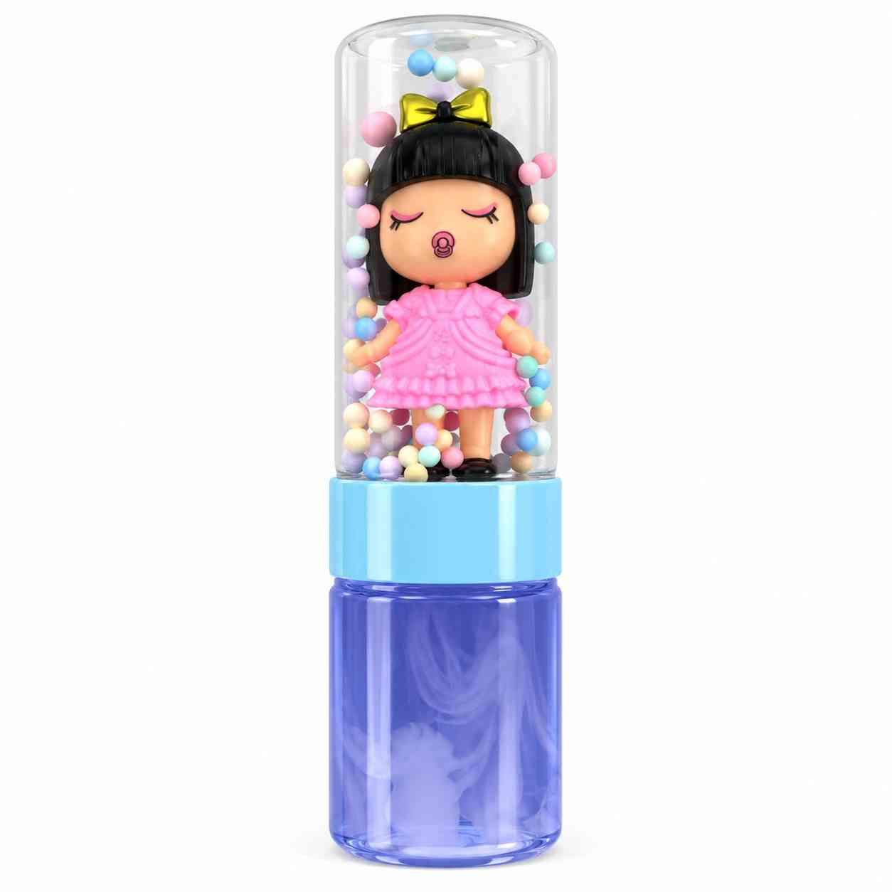 Slime with Mini Doll & Colorful Foam Beads – Cute Sensory Play Set - Blue
