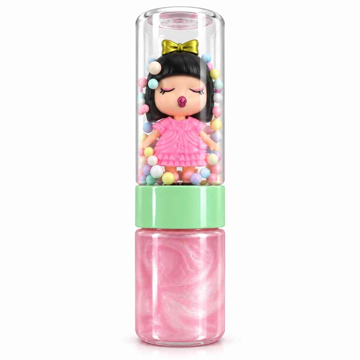 Slime with Mini Doll & Colorful Foam Beads – Cute Sensory Play Set - Pink